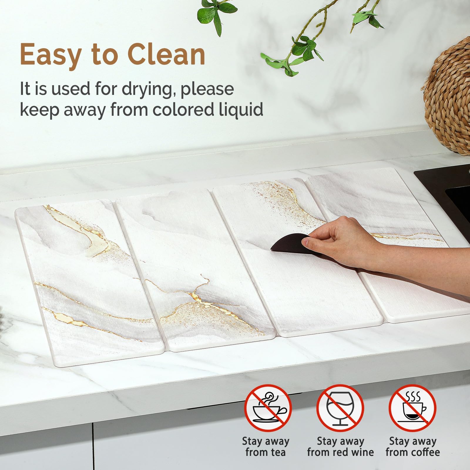 Large Stone Dish Drying Mat for Kitchen Counter (2 Count)