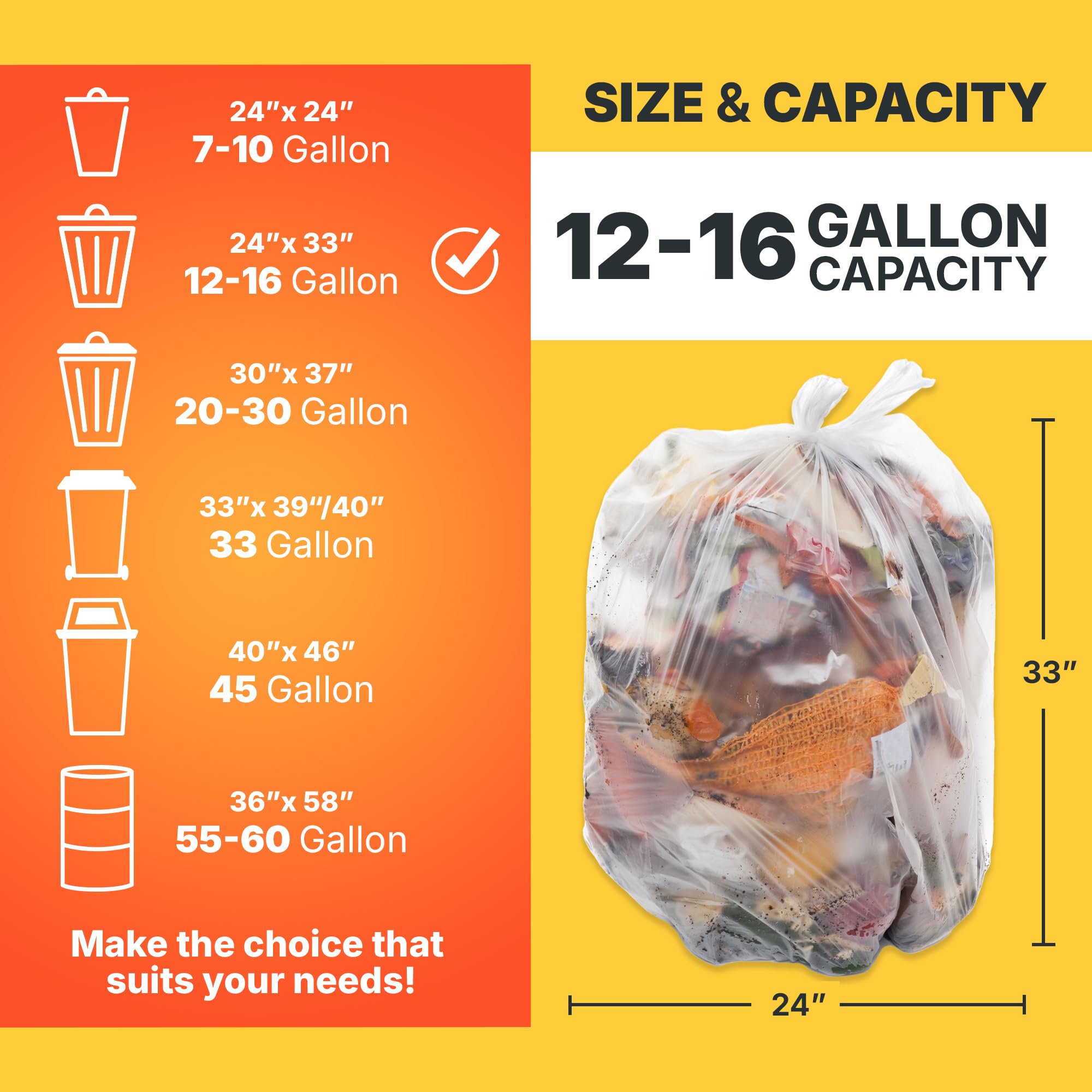 12 16 Gallon Trash Bags (1000 Count)