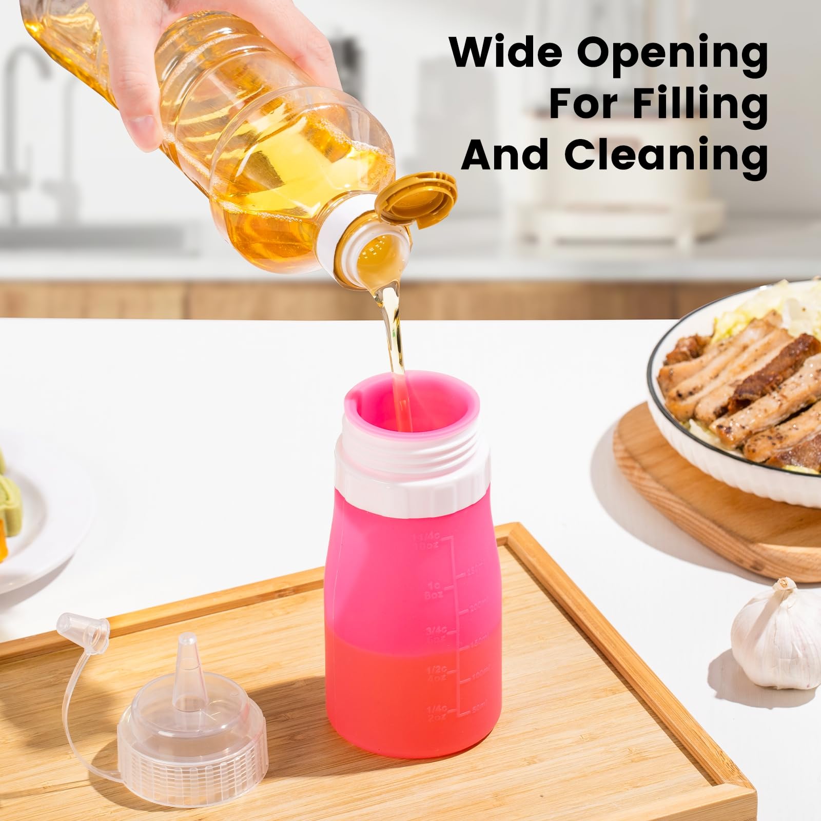 12 oz Silicone Squeeze Bottles for Sauces & Oil (4 Count)