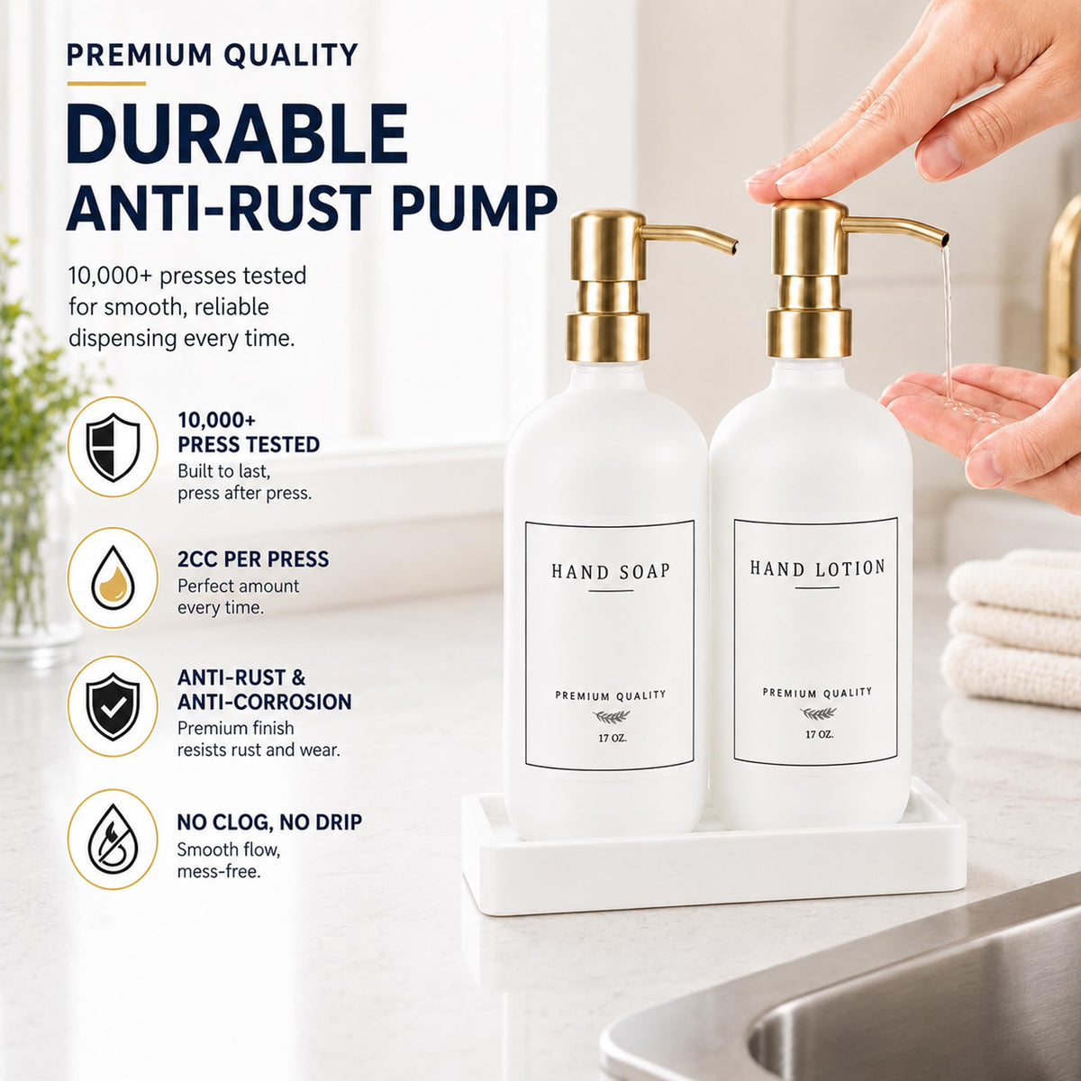 Thick Glass Soap Dispenser (2 Count)