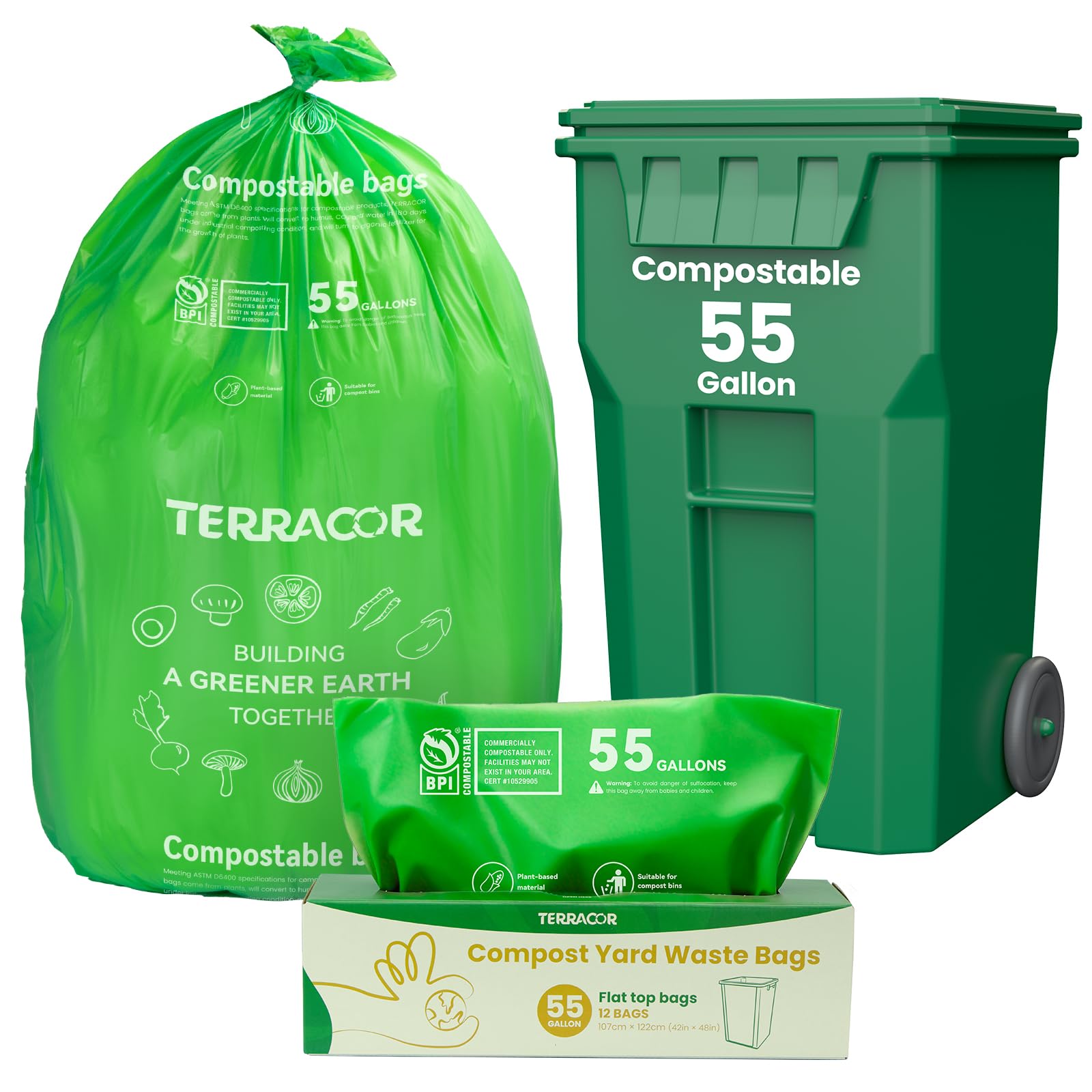 55 60 Gallon Compostable Trash Bags Liners (12 Count)