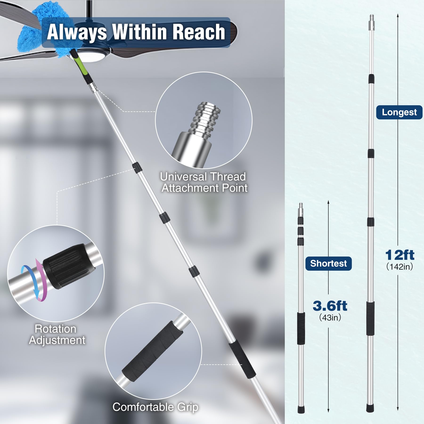 18ft High Ceiling Duster Kit with 3