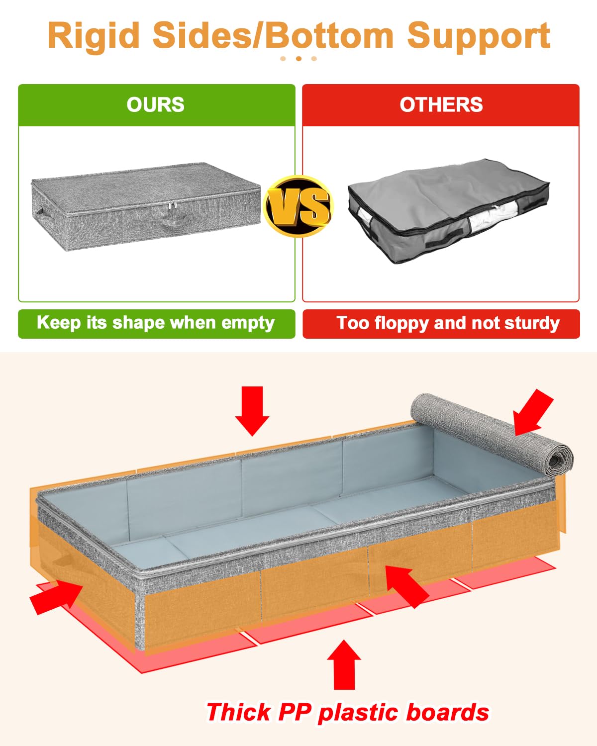 6.7 in Tall Sturdy Under Bed Storage Container with Lid (2 Count)