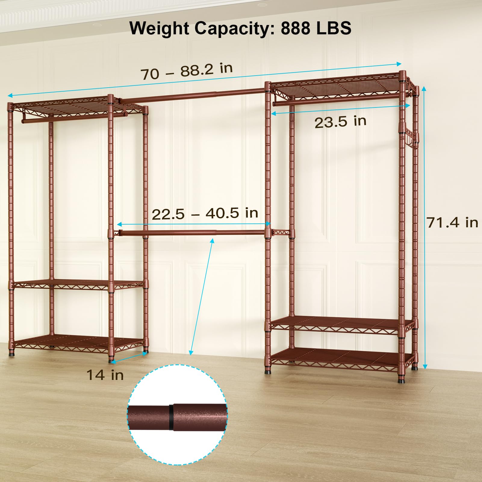 E1 Heavy Duty Closet Garment Rack
