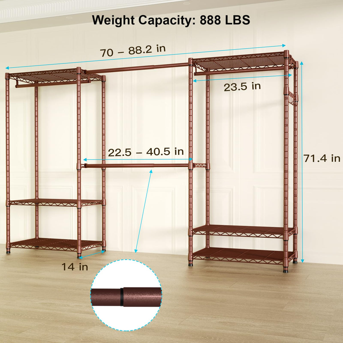 E1 Heavy Duty Closet Garment Rack