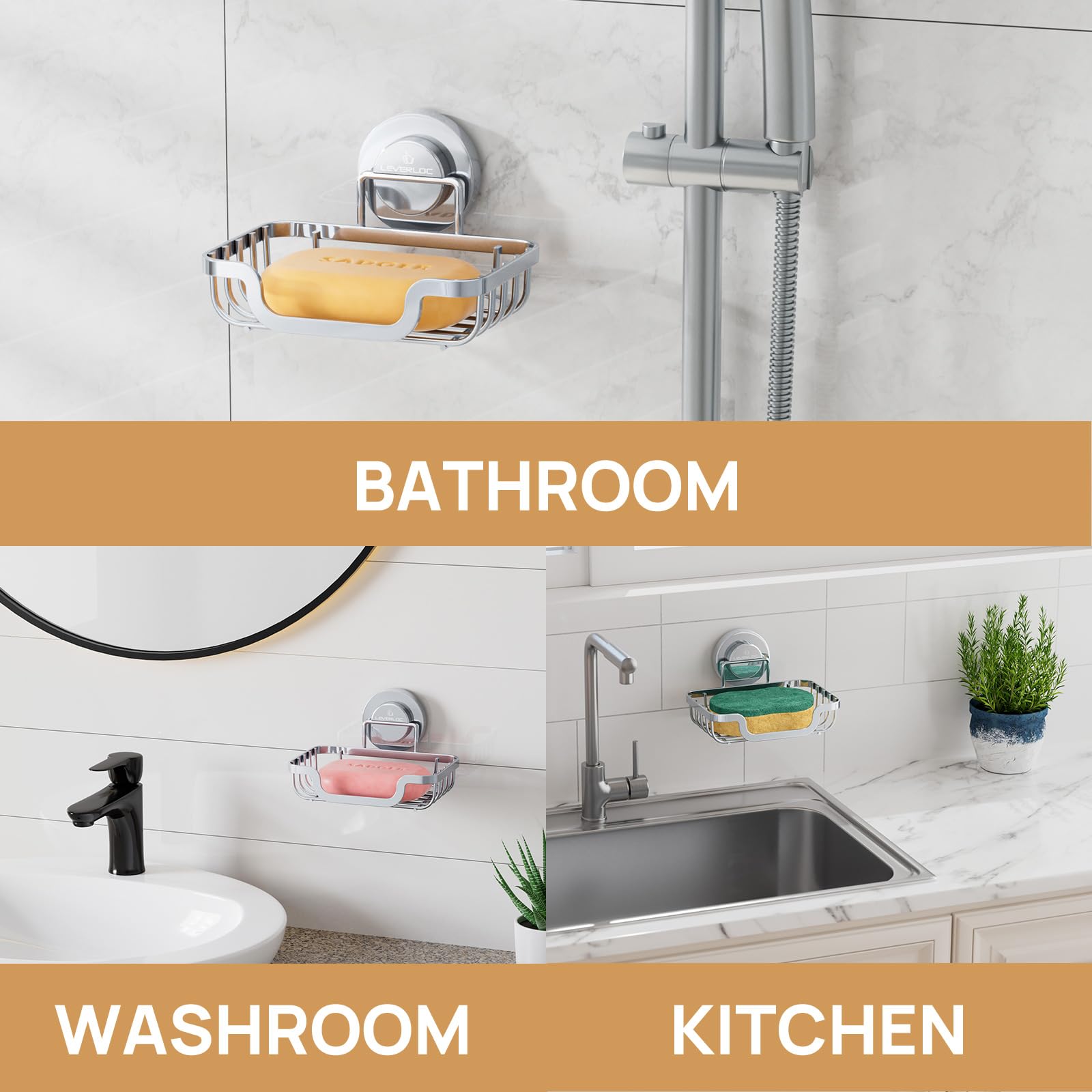 Soap Dish Soap Bar Holder for Shower Suction Cup Wall Mounted
