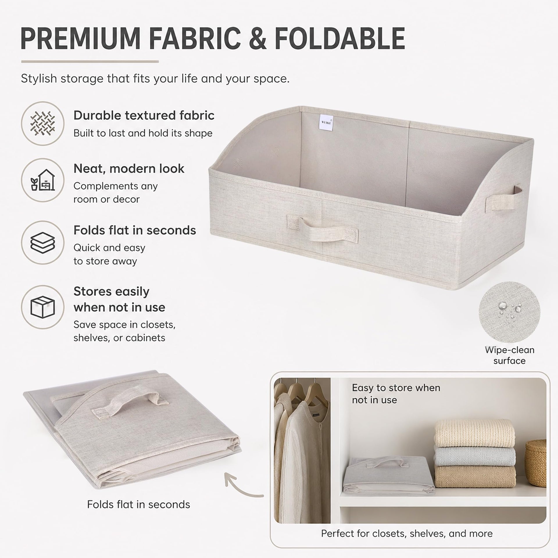 Trapezoid Storage Bins for Closet Organizers and Storage (3 Count)