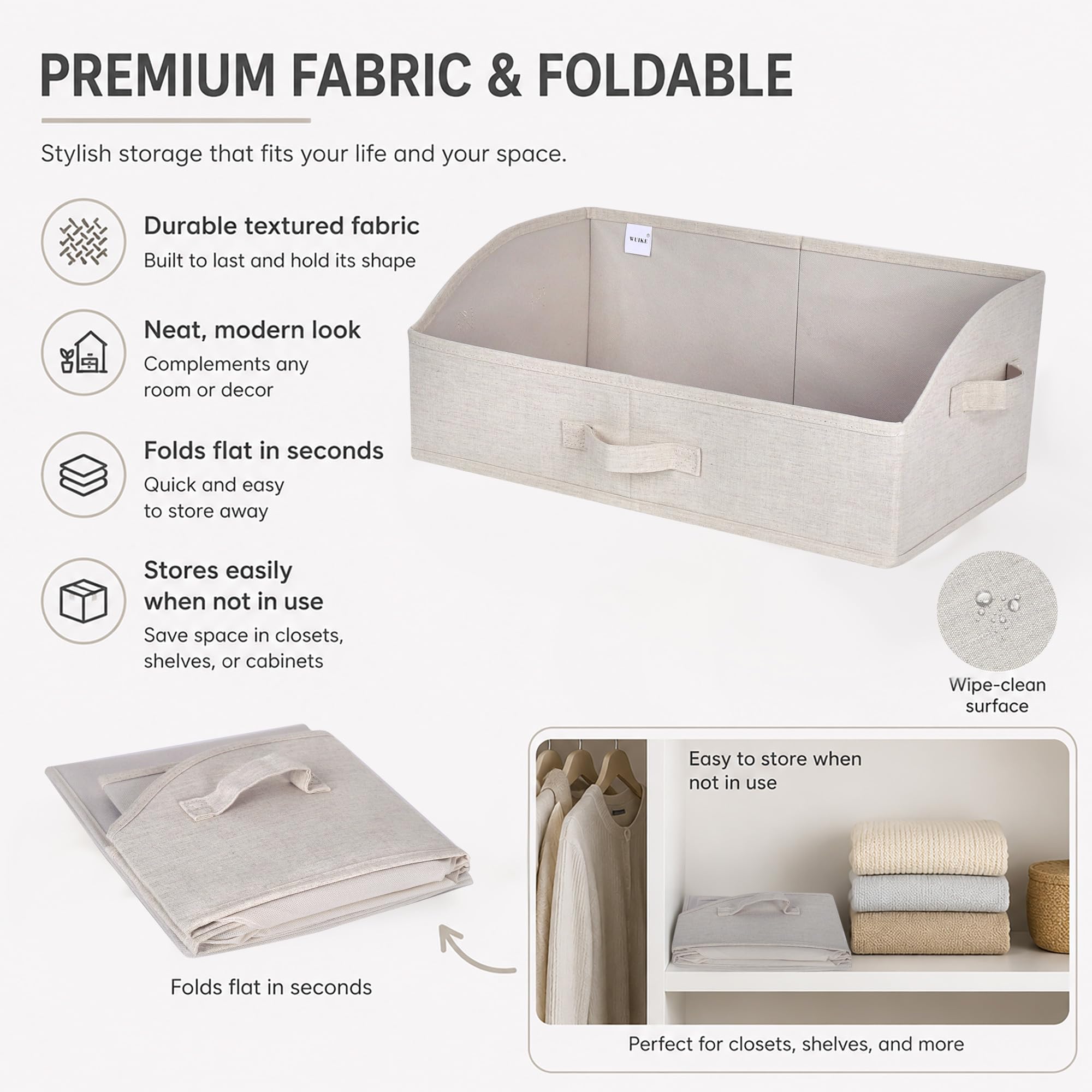 Trapezoid Storage Bins for Closet Organizers and Storage (3 Count)
