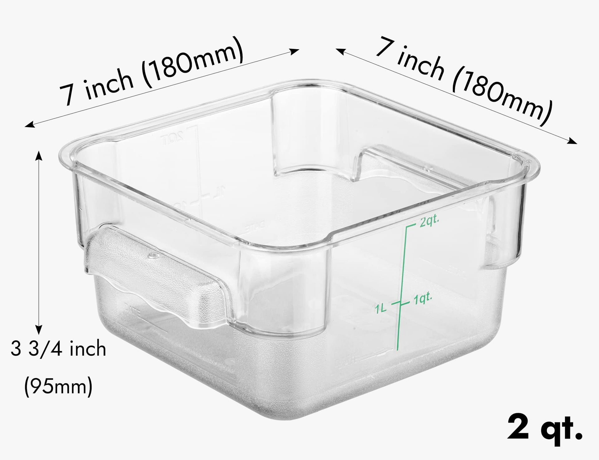 8 Pack 2 Qt NSF Clear Polycarbonate Food Storage Containers with Green Lids (8 Count)