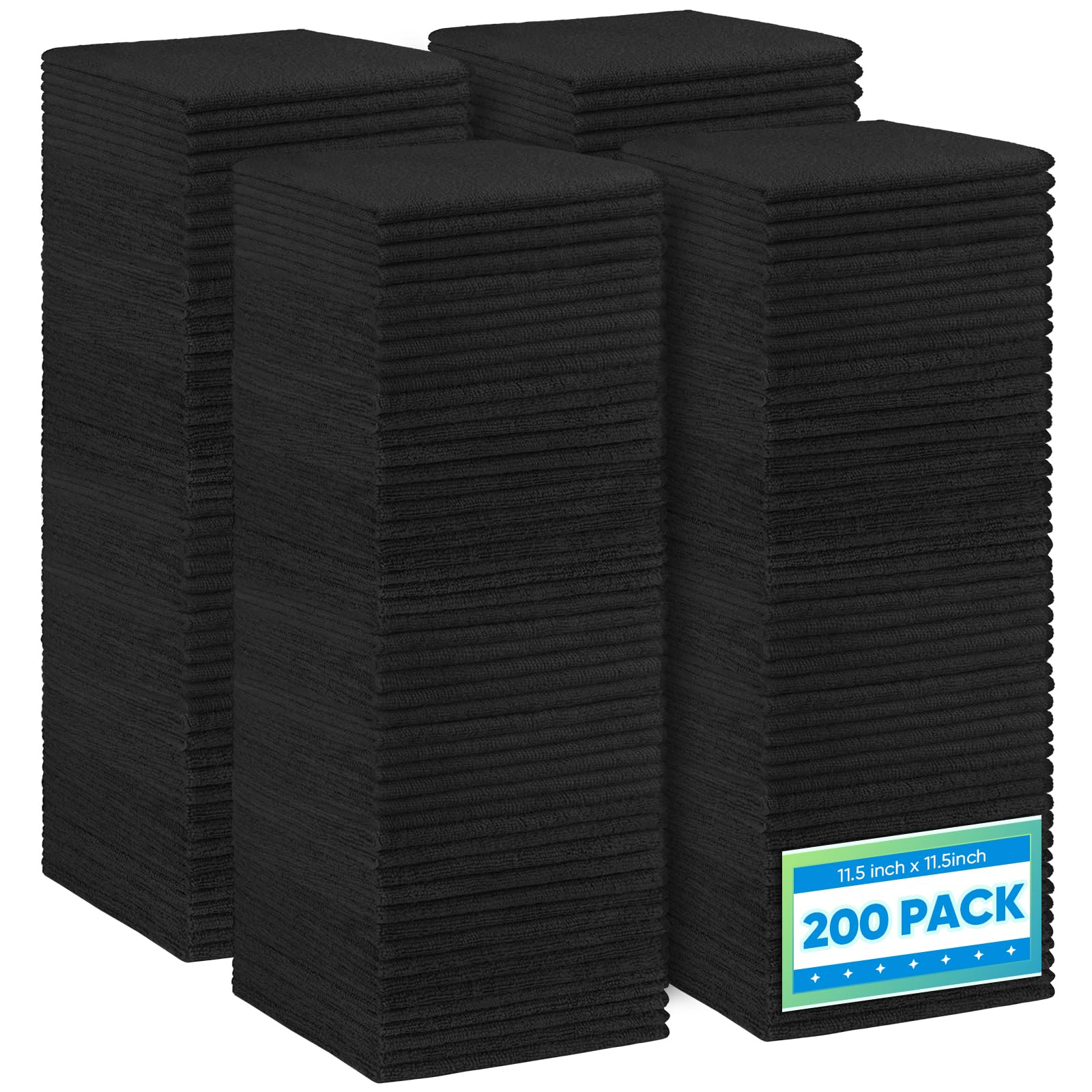 Black Microfiber Cleaning Cloth 200 Pack (200 Count)
