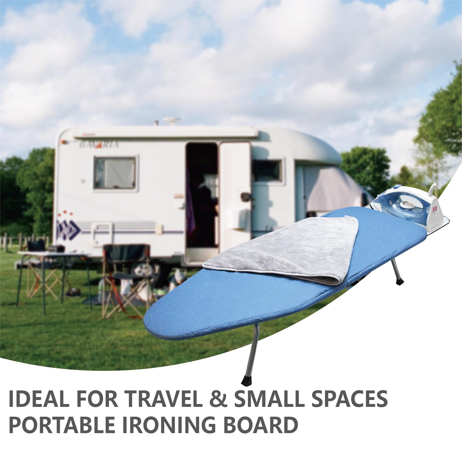 Metal Foldable Tabletop Ironing Board with Iron Rest