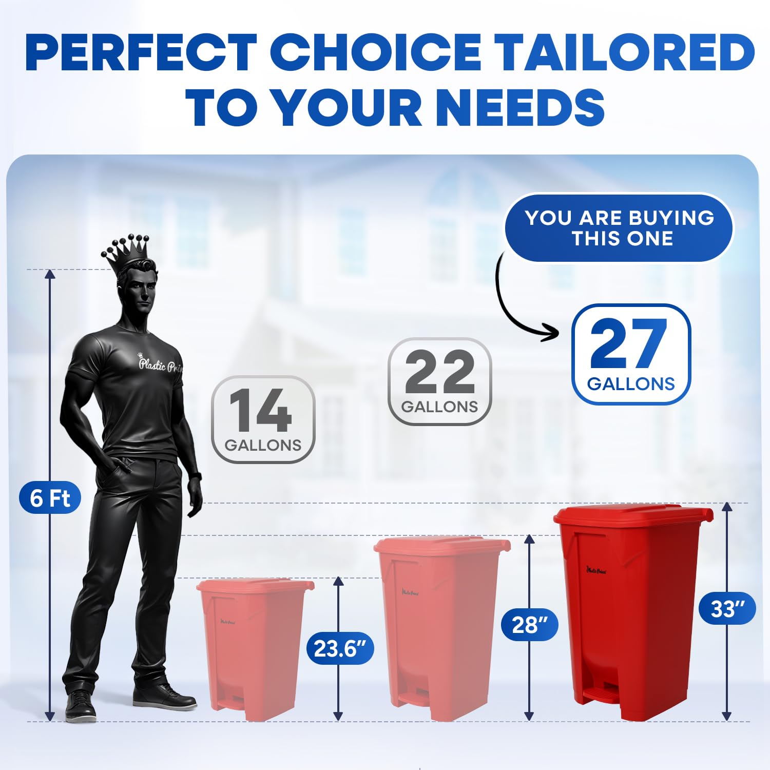 27 Gallon Step On Trash Can with Lid