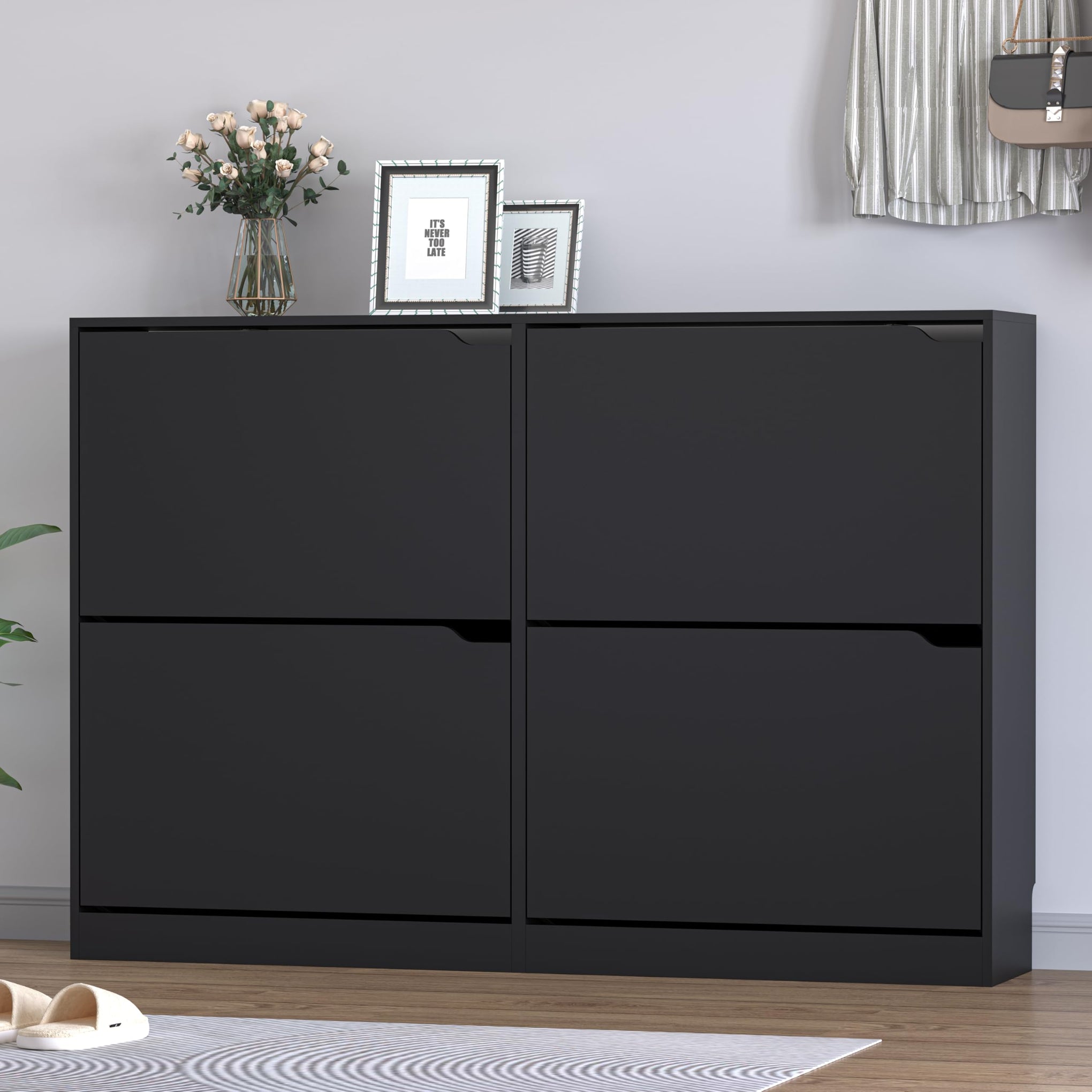 Shoe Cabinet with 4 Flip Drawers