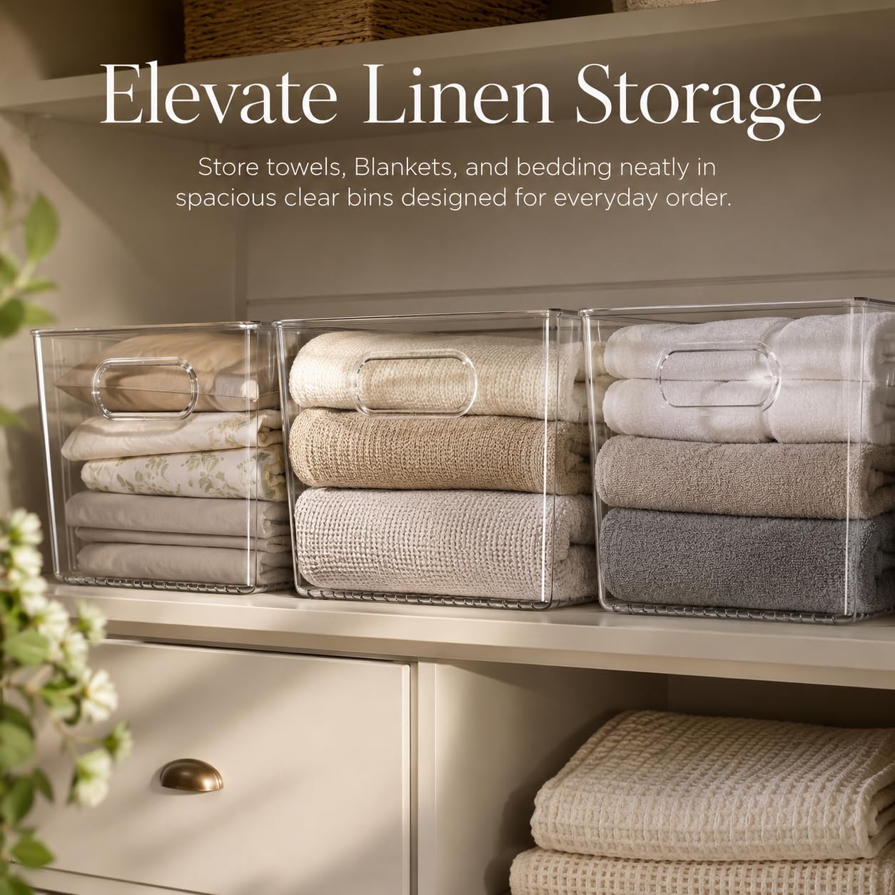 6 Pack X Large Clear Organizer Bins 13x10x8in Storage Containers (6 Count)