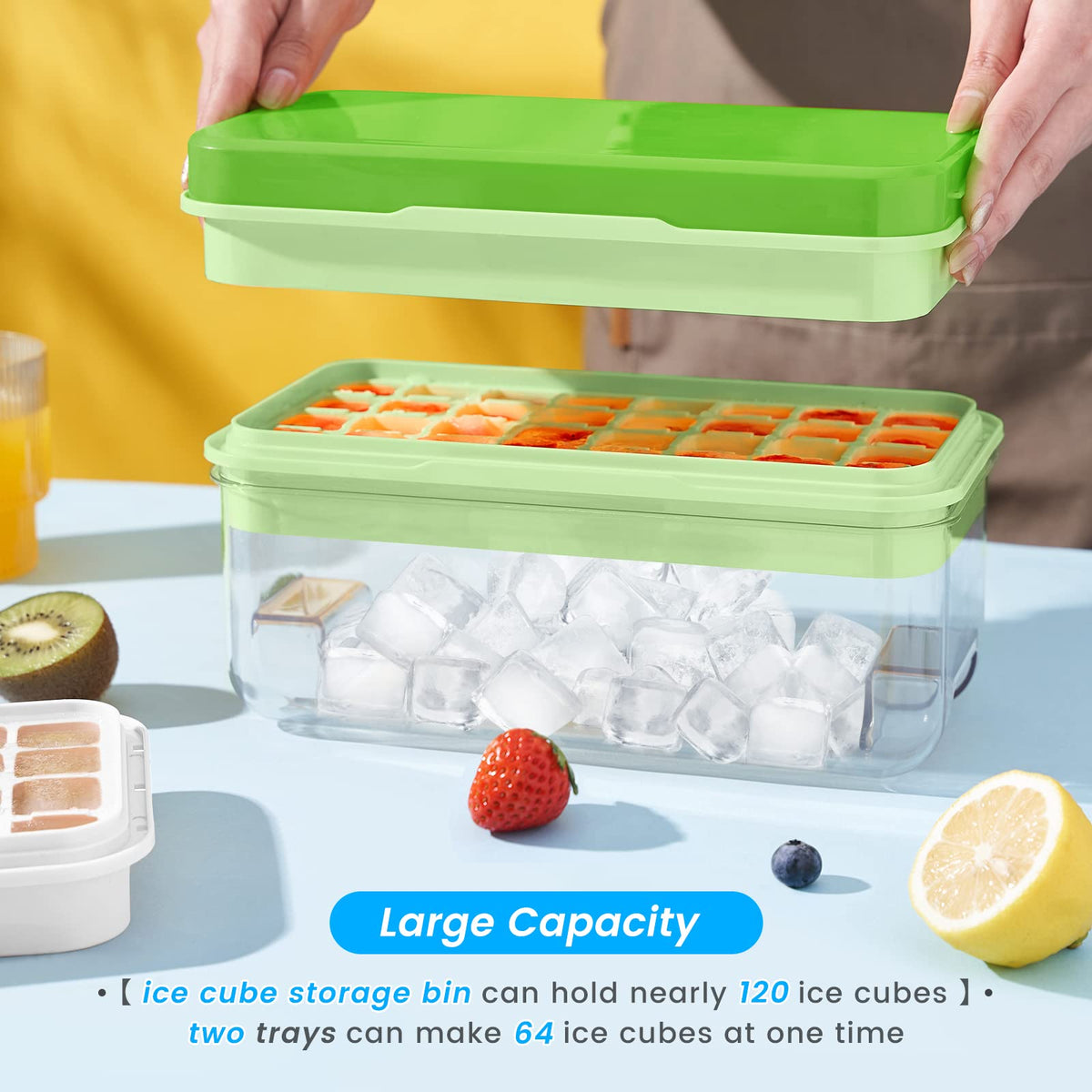 1" Ice Cube Tray with Lid and Bin