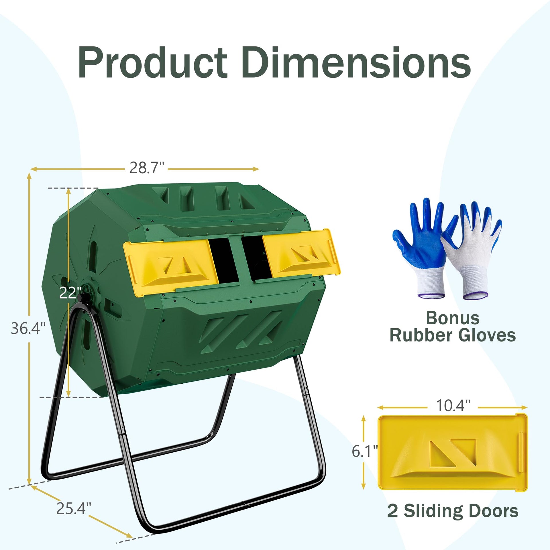 43 Gallon Outdoor Dual Chamber Tumbling Composter