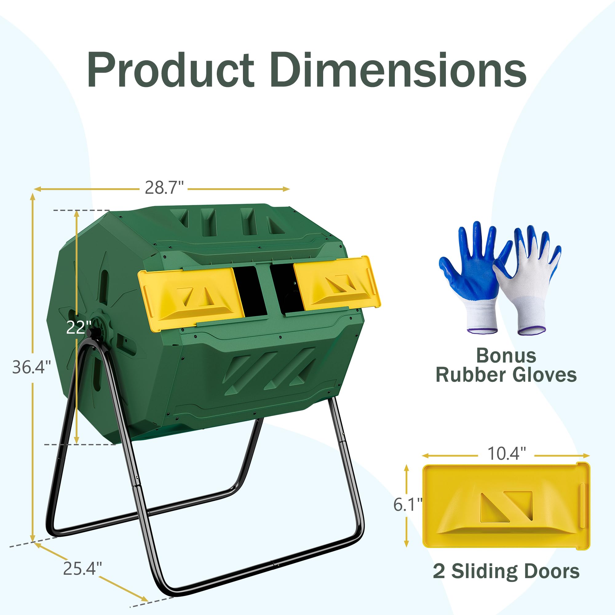 43 Gallon Outdoor Dual Chamber Tumbling Composter