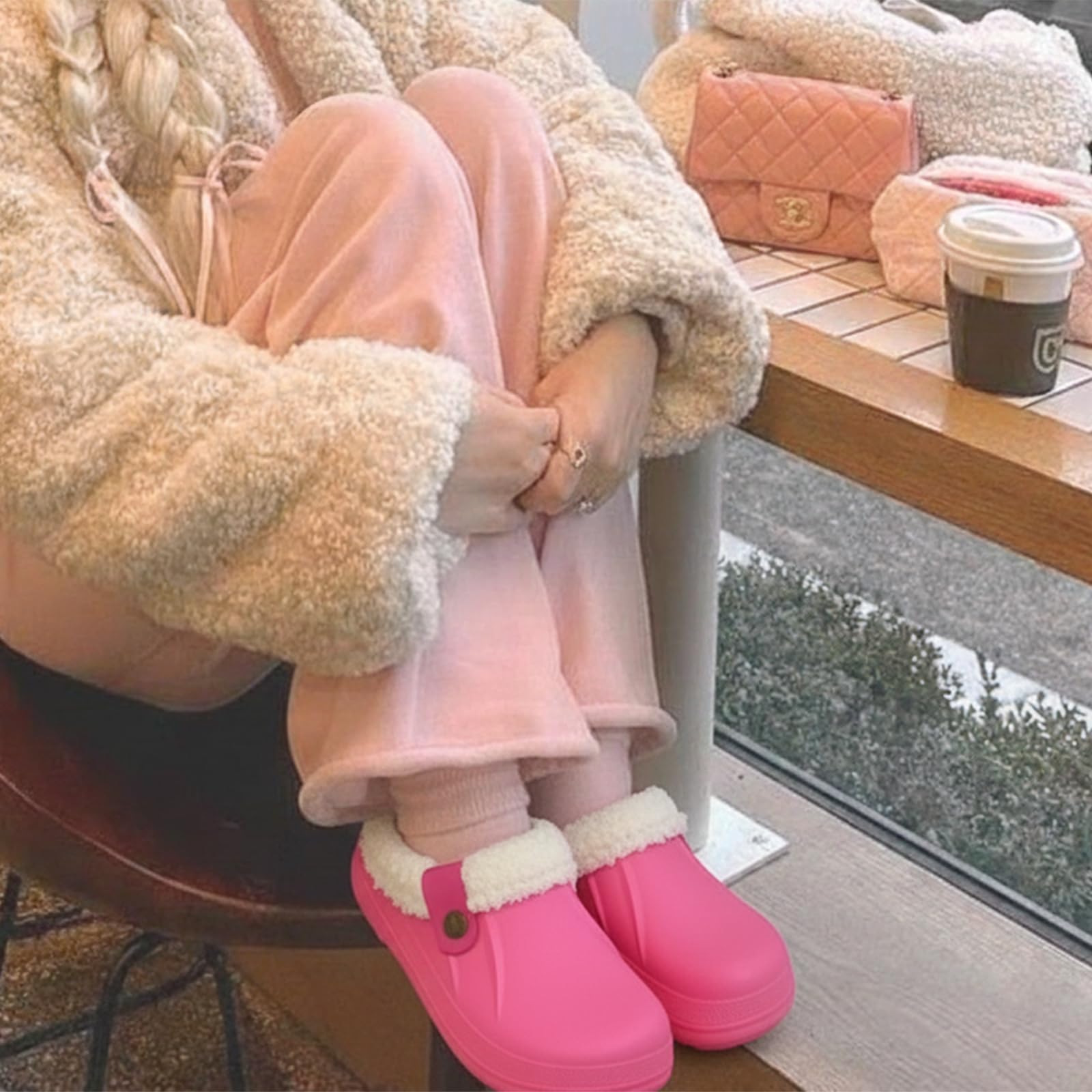 Fur Lined Clogs for Women & Men Fuzzy Slippers with Memory Foam