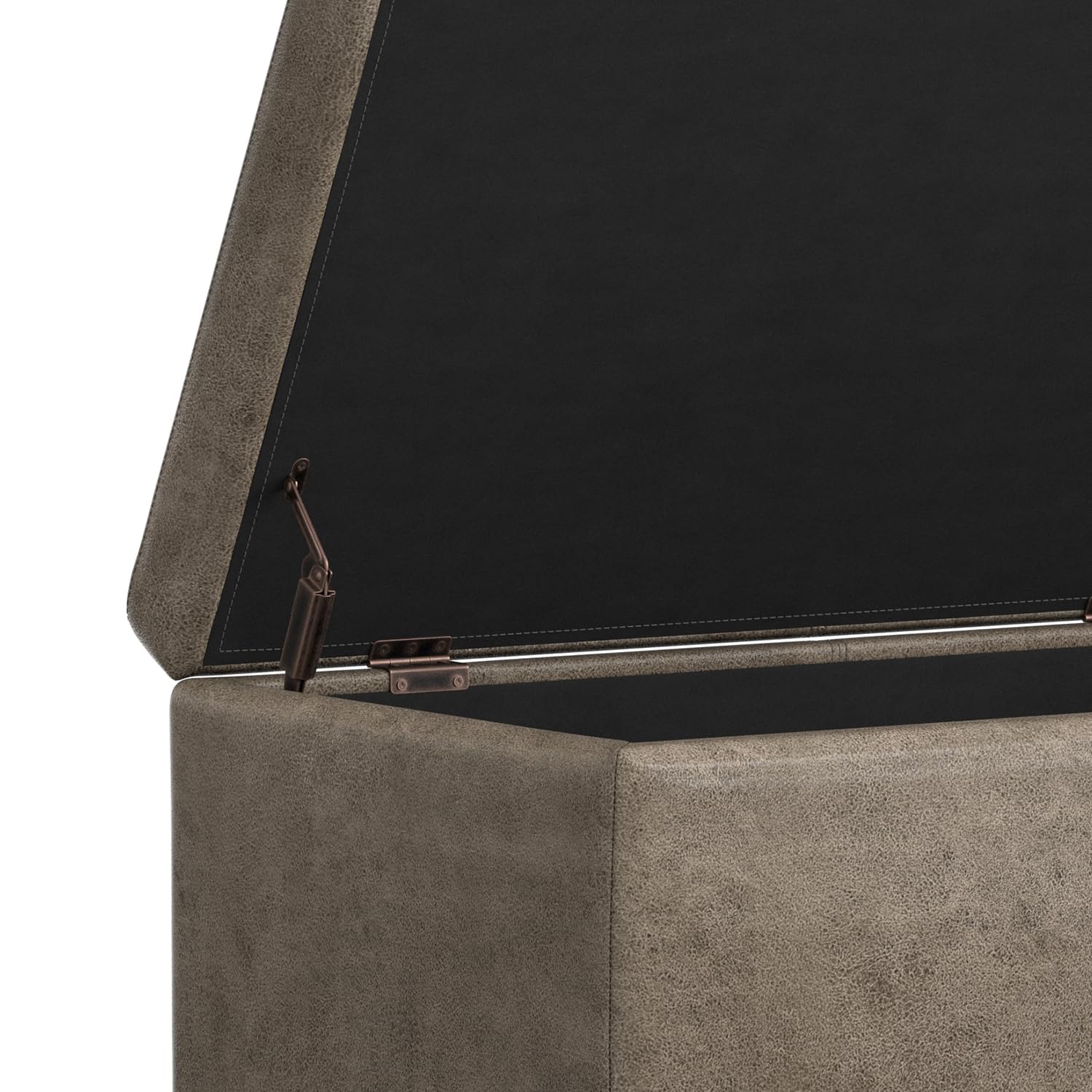 Avalon 48" Wide Vegan Leather Storage Ottoman in Grey Brown