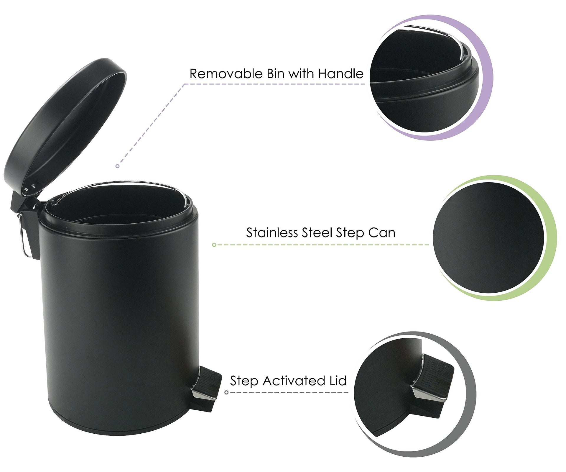 Stainless Steel Small Trash Can with Lid & Step Pedal
