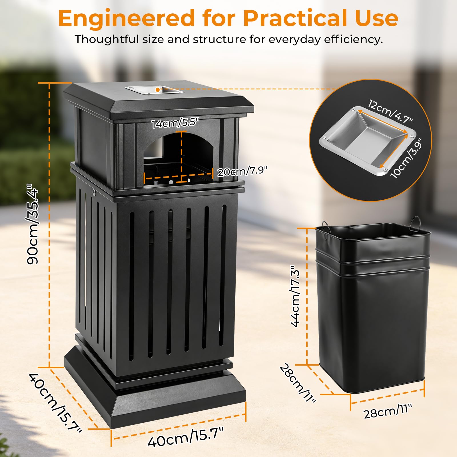 Commercial Outdoor Trash Can with Lid