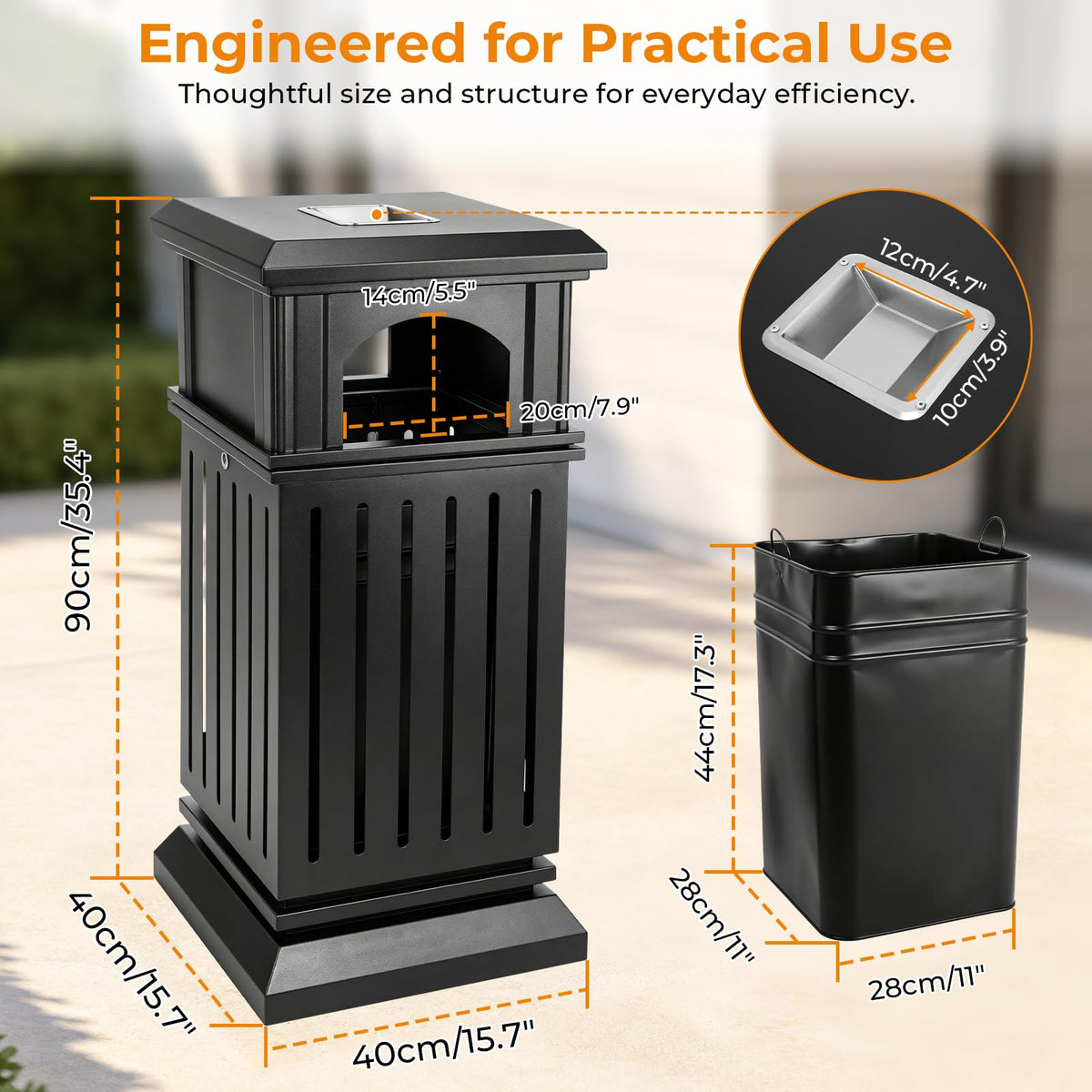 Commercial Outdoor Trash Can with Lid