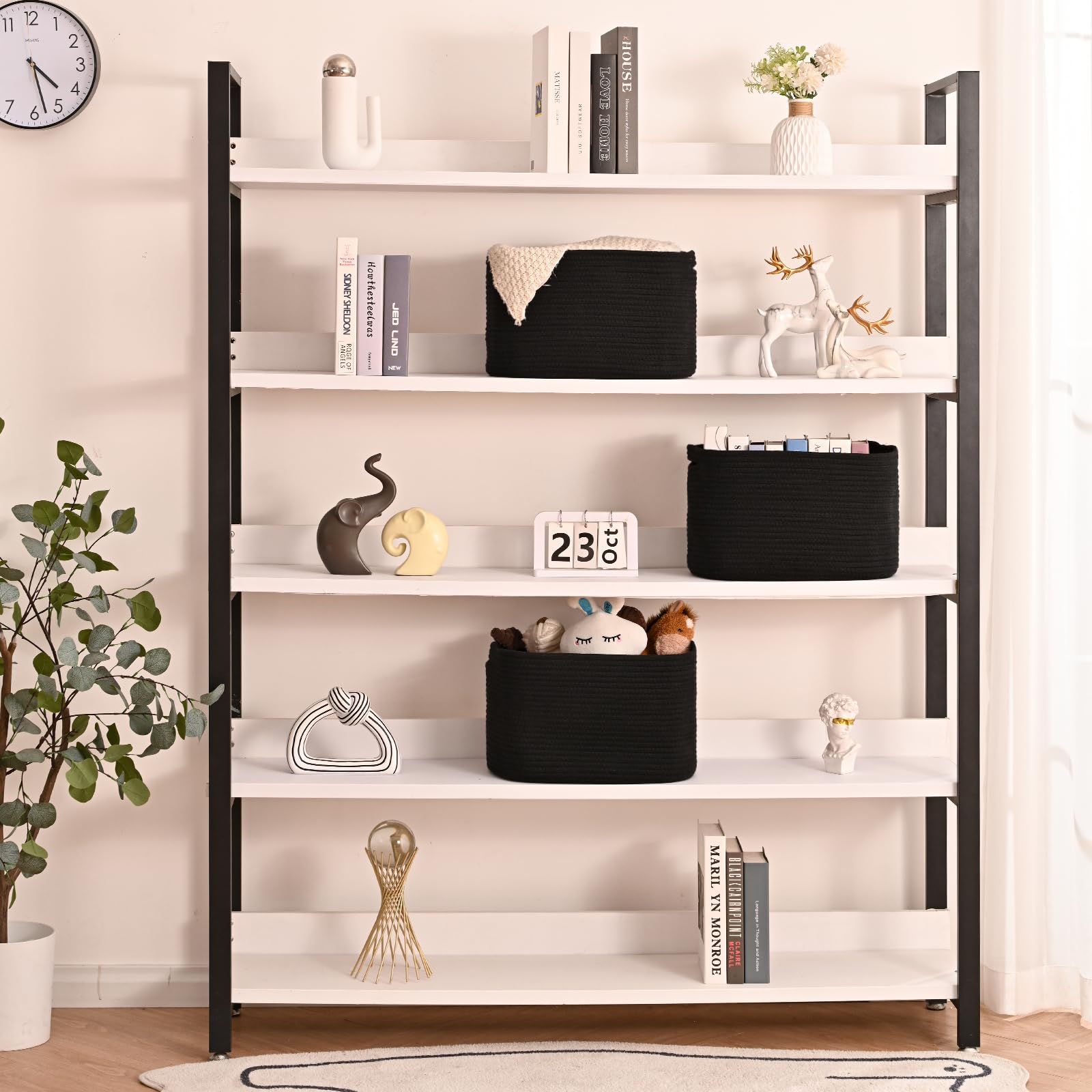 Black Storage Baskets for Organizing Shelves (3 Count)