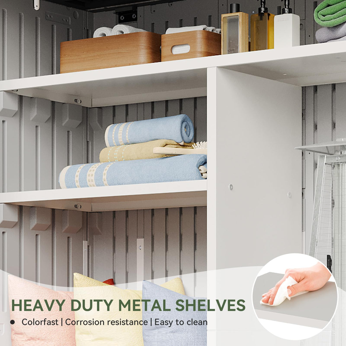 64 Cu.Ft Resin Storage Shed with Metal Shelving Kit & Floor