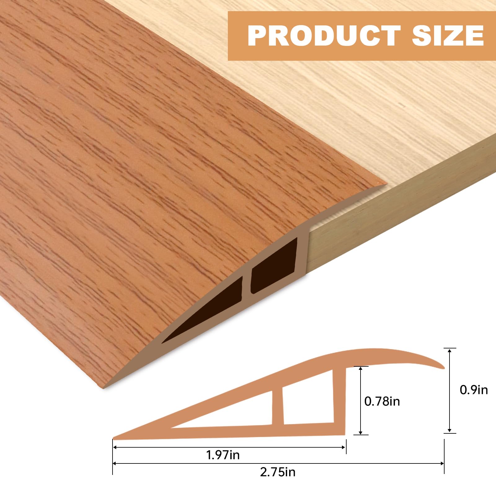 Vinyl Floor Transition Strip Self Adhesive Door Threshold Strip (3.3 Foot)