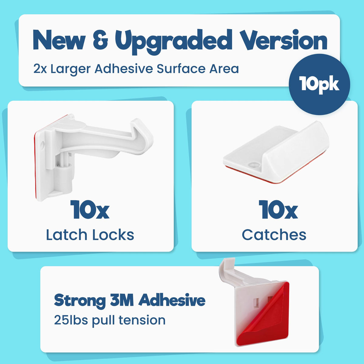 Upgraded Invisible Baby Proofing Cabinet Latch Locks (10 Count)