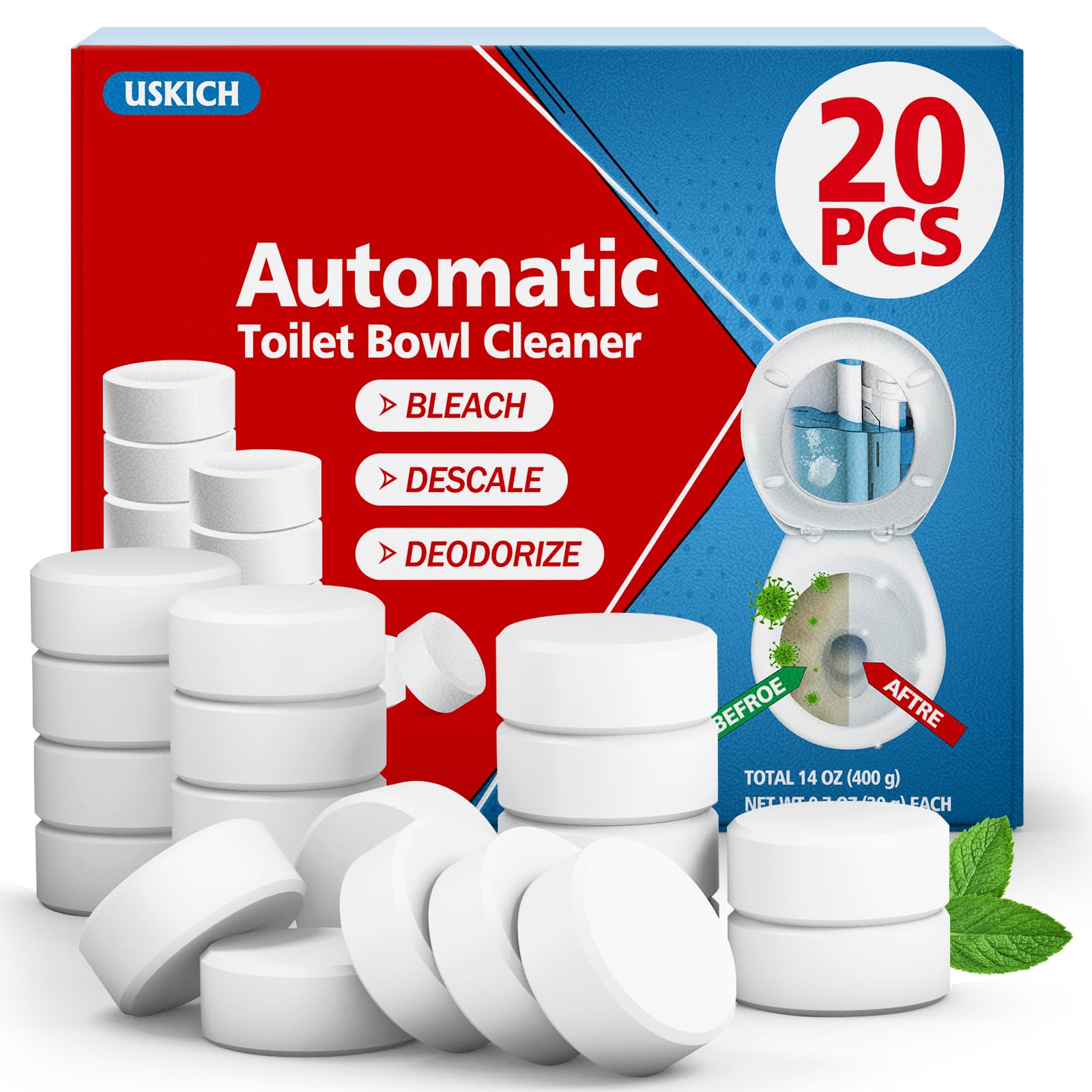 20 Pack Toilet Bowl Cleaner Tablets (20 Count)