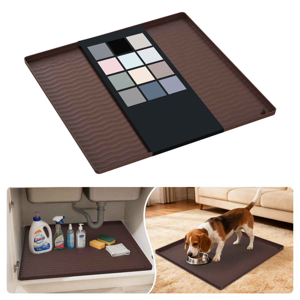 Waterproof Silicone Under Sink Mat 22'' x 22'' Shelf Liner for Kitchen and Bathroom