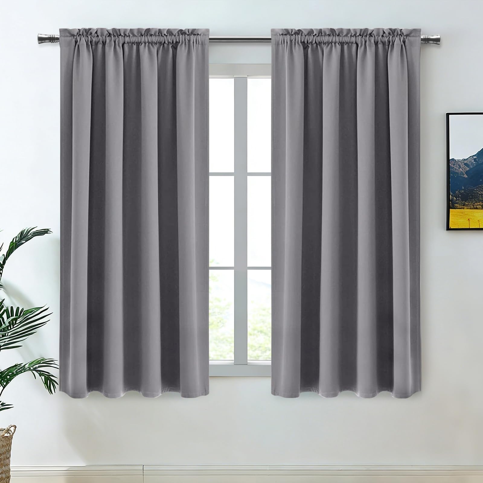 Blackout Curtains for Bedroom Living Room 42 x 54 Inch Long Grey