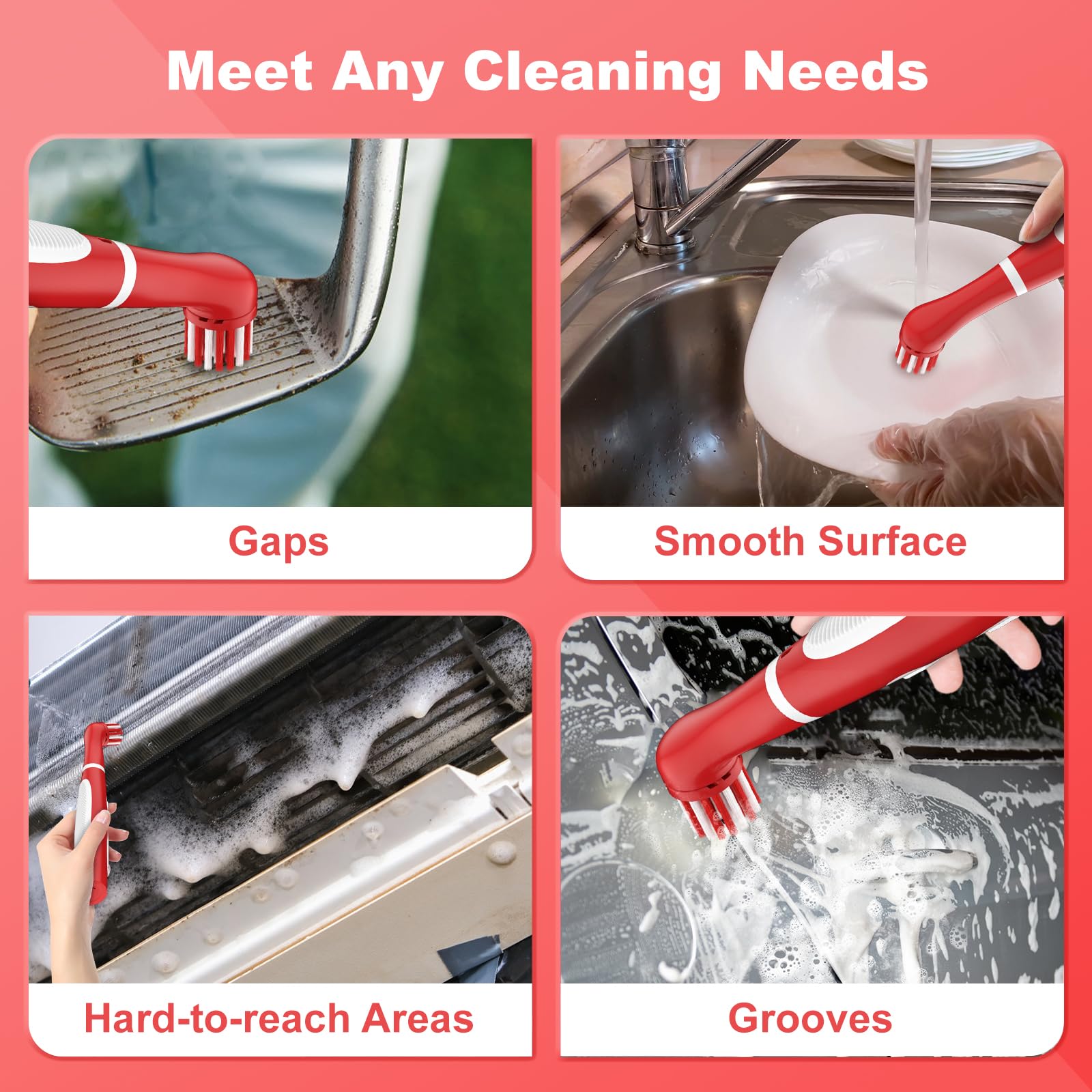 Rechargeable Electric Cleaning Brush with 4 in 1 Multiple Brush Heads and USB Cable