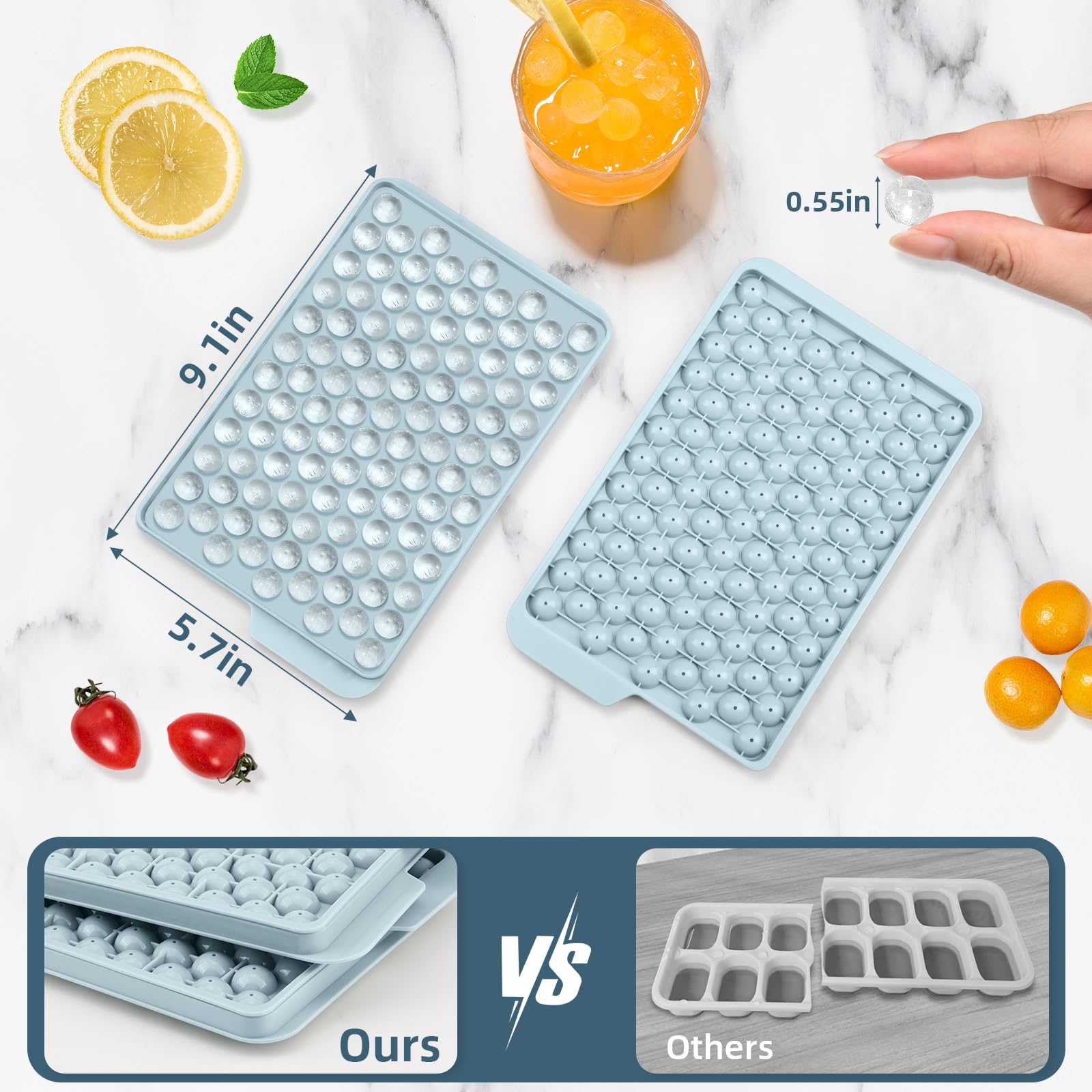 Mini Ice Cube Trays for Freezer with Lid (4 Count)