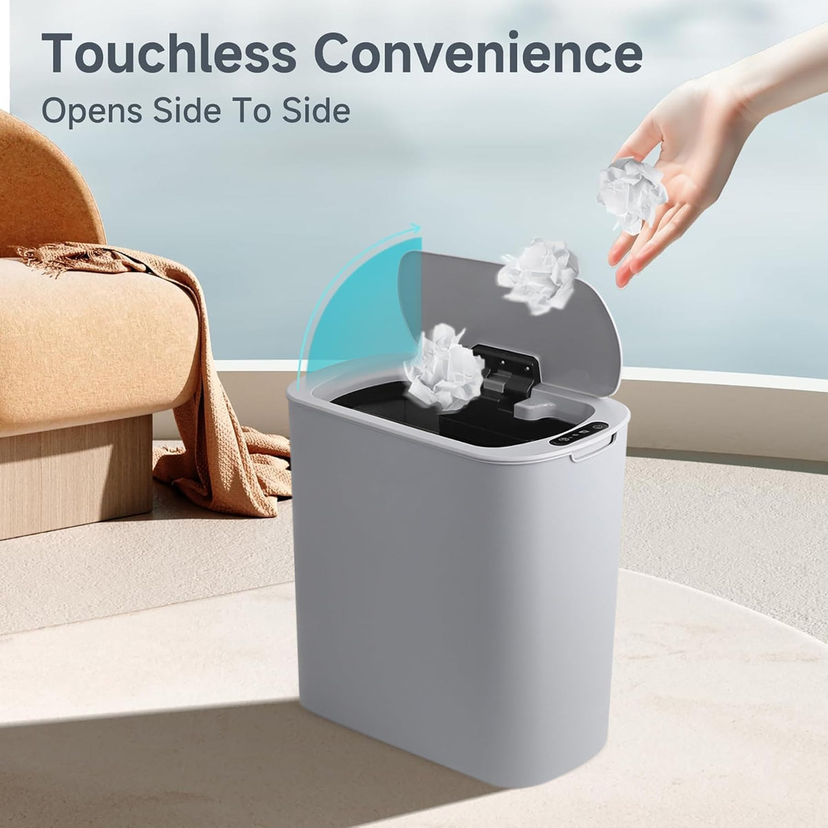Automatic Motion Sensor Bathroom Trash Can with Lid