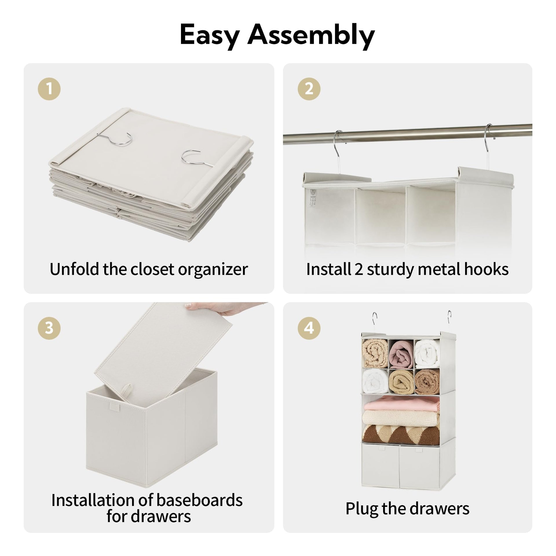 4 Shelf Hanging Closet Organizer with Drawer