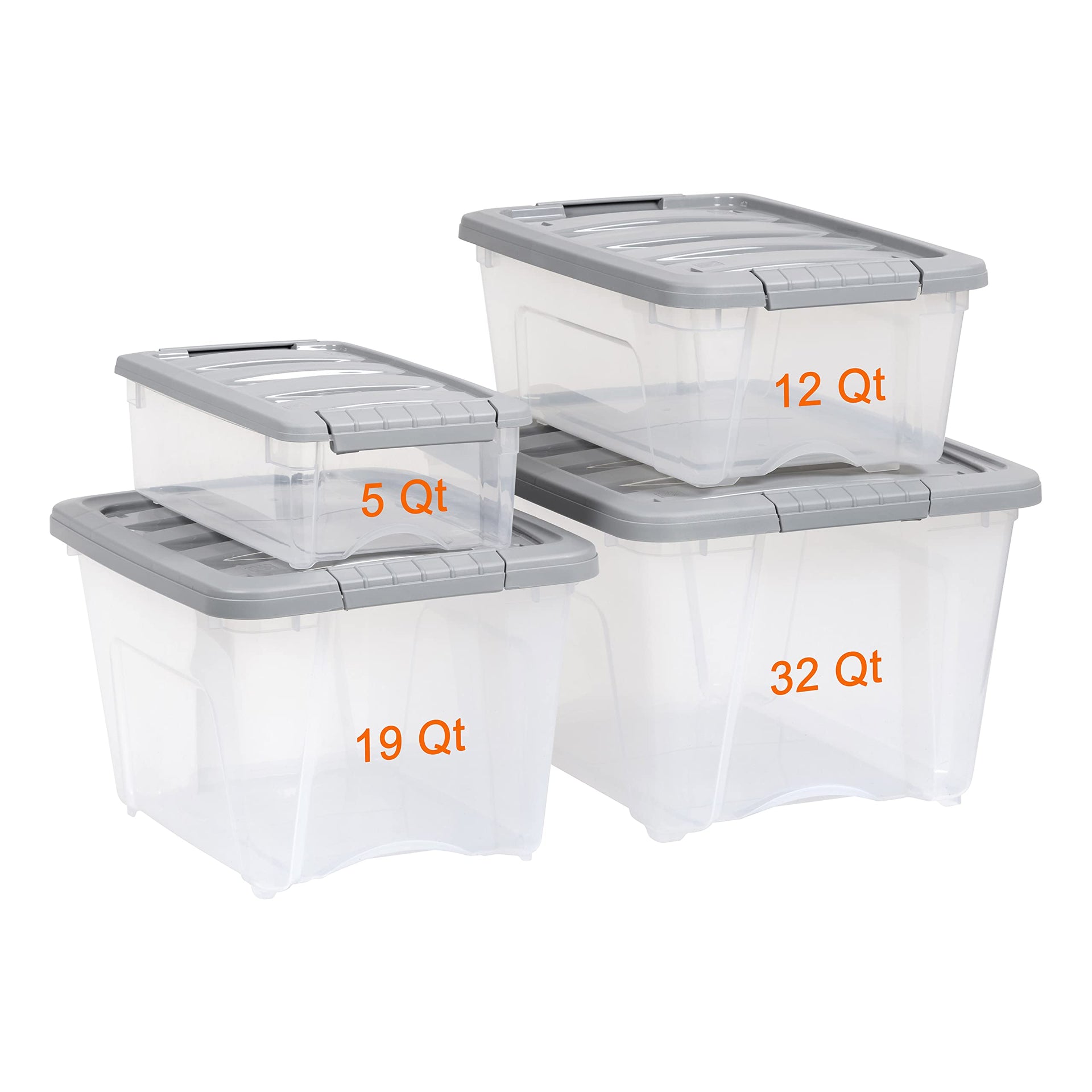 Plastic Storage Containers with Secure Latching Lids (6 Count)