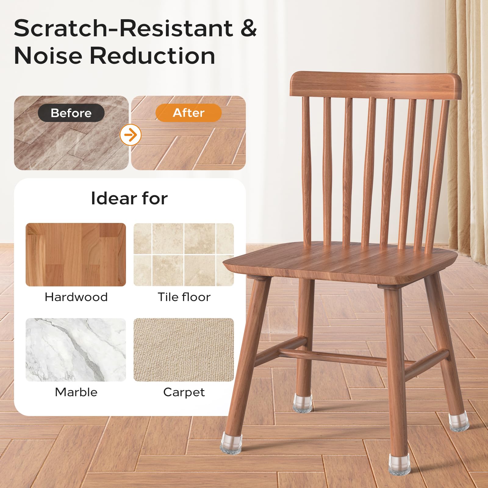 24 PCS Silicone Chair Leg Floor Protectors Small