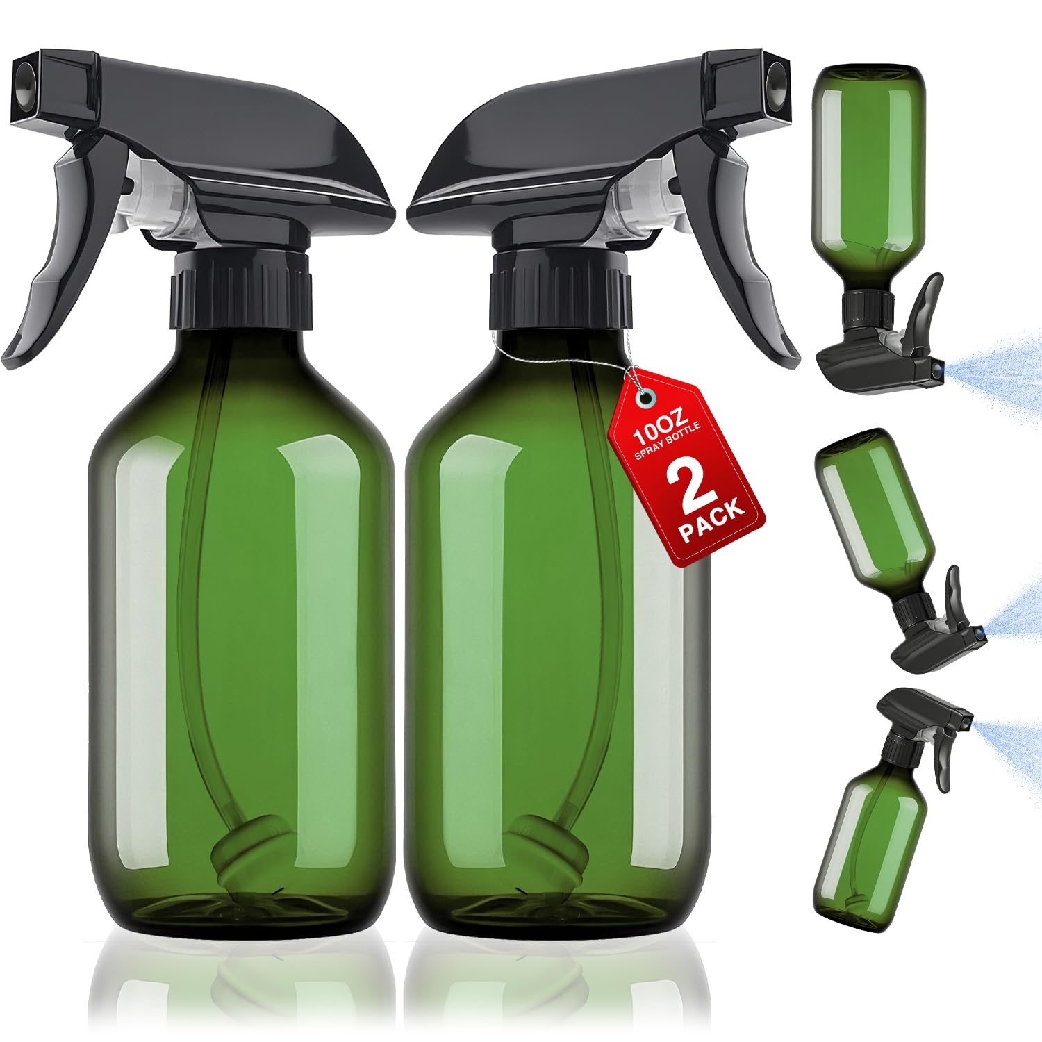 Green Plastic Spray Bottles 2 Pack 10 oz (2 Count)