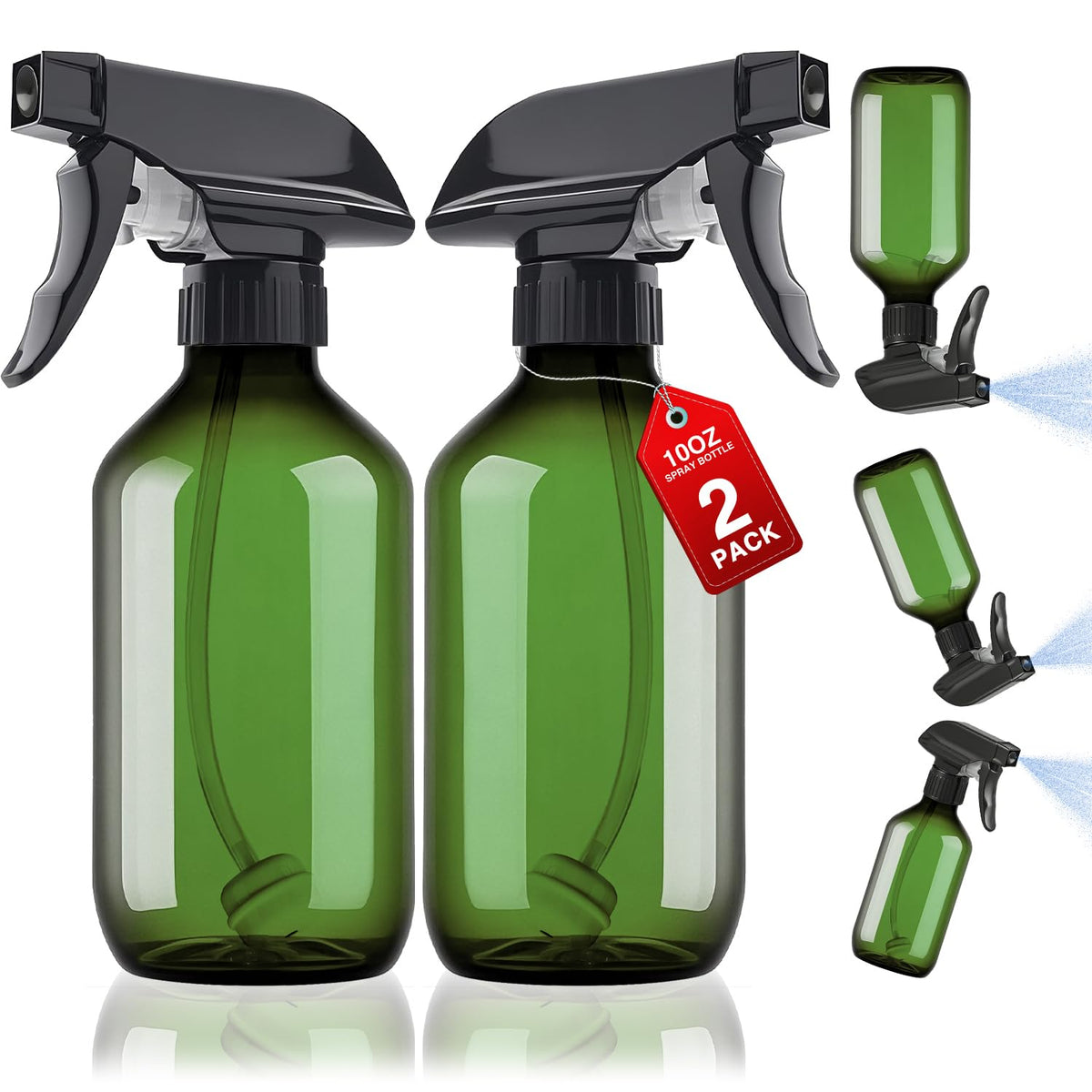 Green Plastic Spray Bottles 2 Pack 10 oz (2 Count)