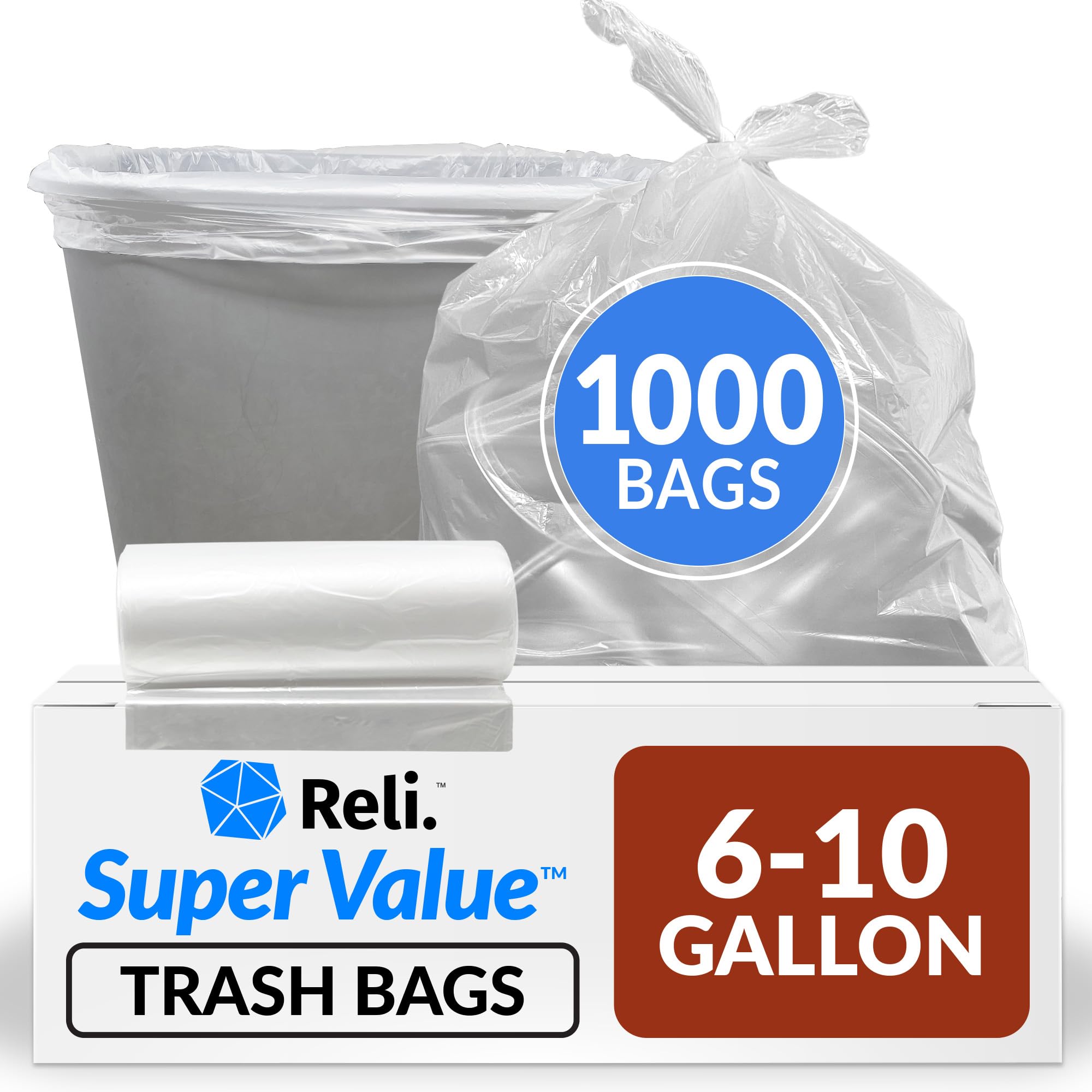 6 10 Gallon Trash Bags (1000 Count)