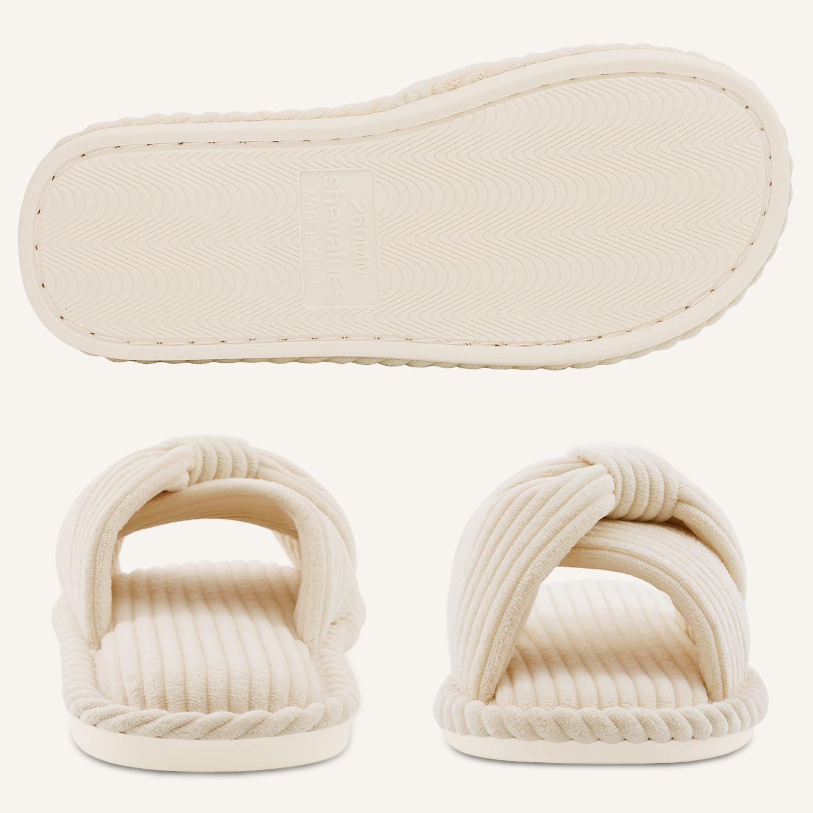 Summer House Slippers for Women Corduroy Open Toe Indoor Slippers