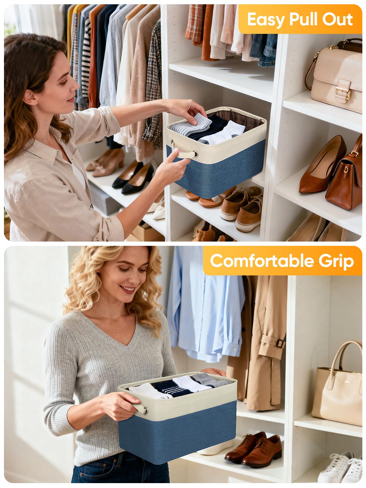 2 Pack Fabric Closet Storage Bins for Shelves (2 Count)