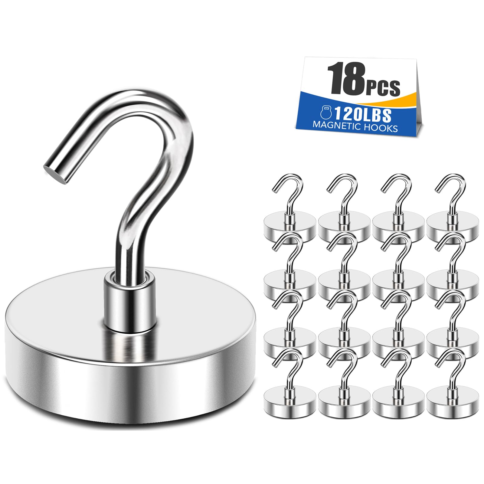 Magnetic Hooks 120lbs Strong Magnets Hook 18 Pack