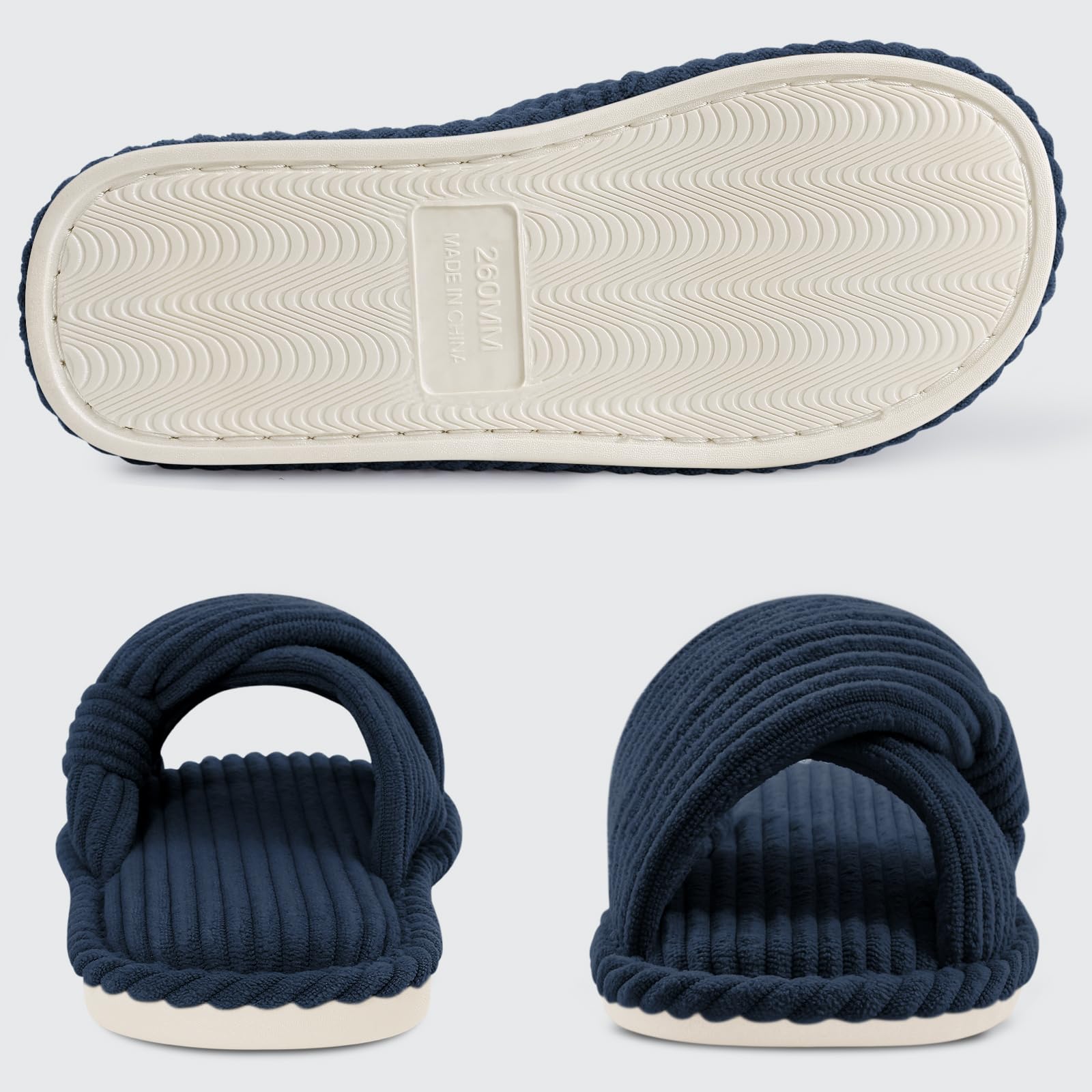 Summer House Slippers for Women Corduroy Open Toe Indoor Slippers