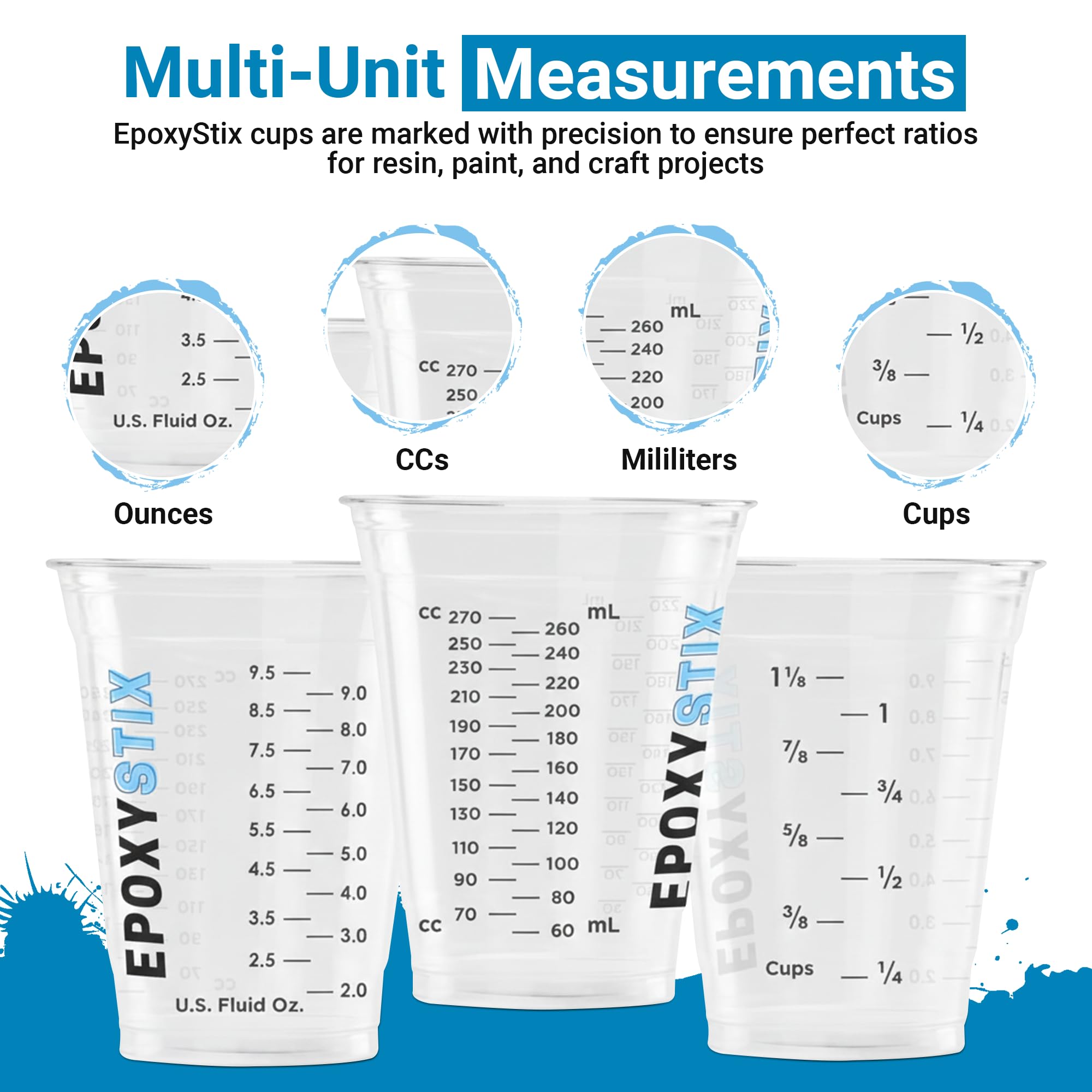 50 Pack] NEW SIZE 12oz Graduated Mixing Cups
