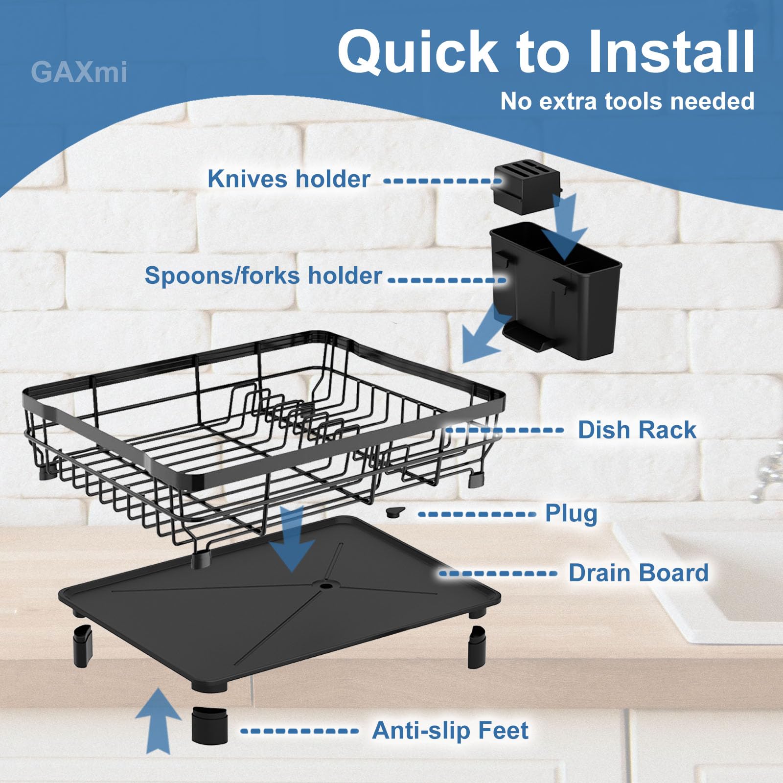 Dish Drying Rack with Drainboard for Kitchen Countertop 1
