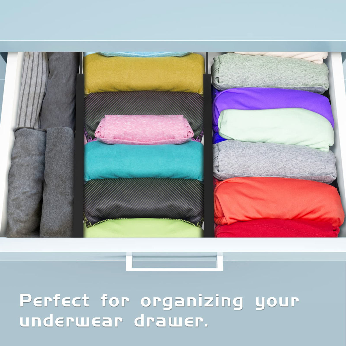 4 Pack Bamboo Drawer Dividers Organizer with Inserts 2.6'' High (4 Count)