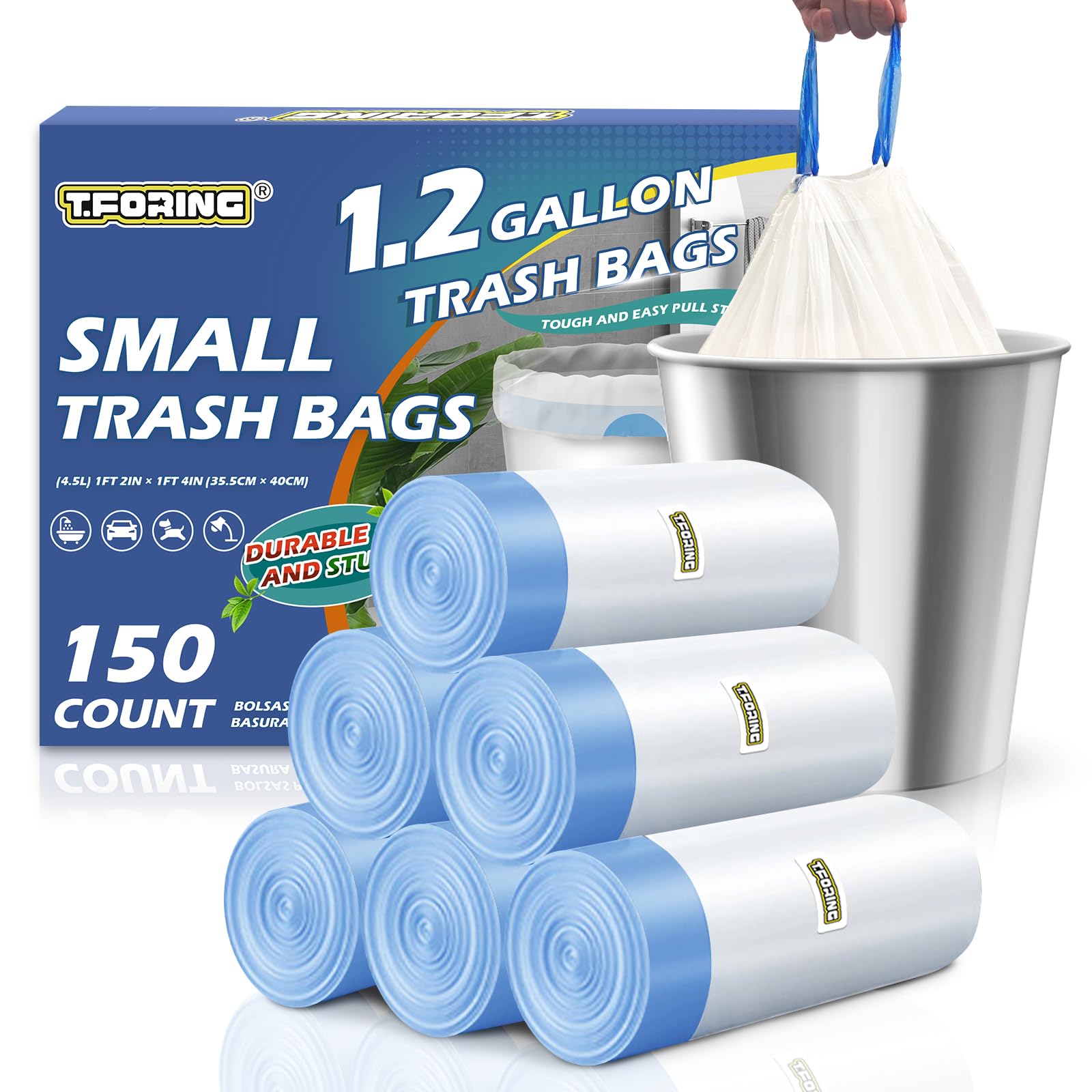1.2 Gallon Mini Trash Bags Drawstring (150 Count)
